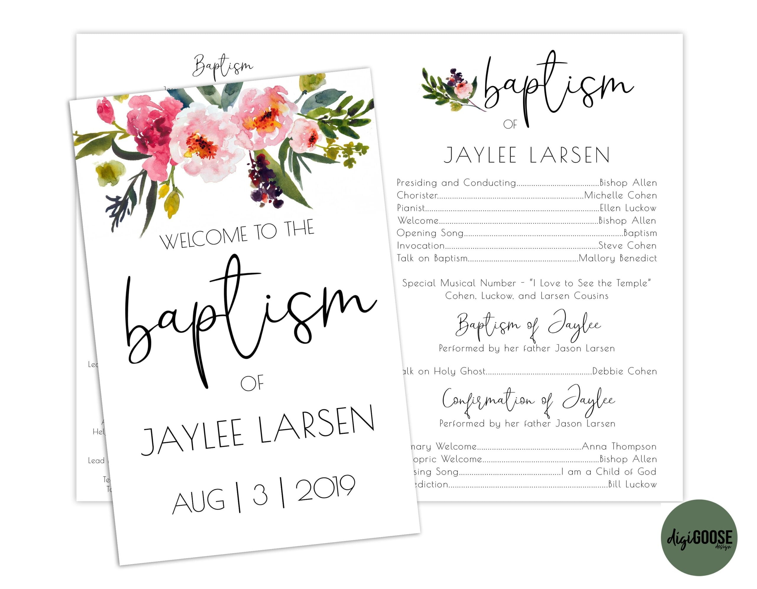 EDITABLE LDS Baptism Program Template Printable Baptism Etsy