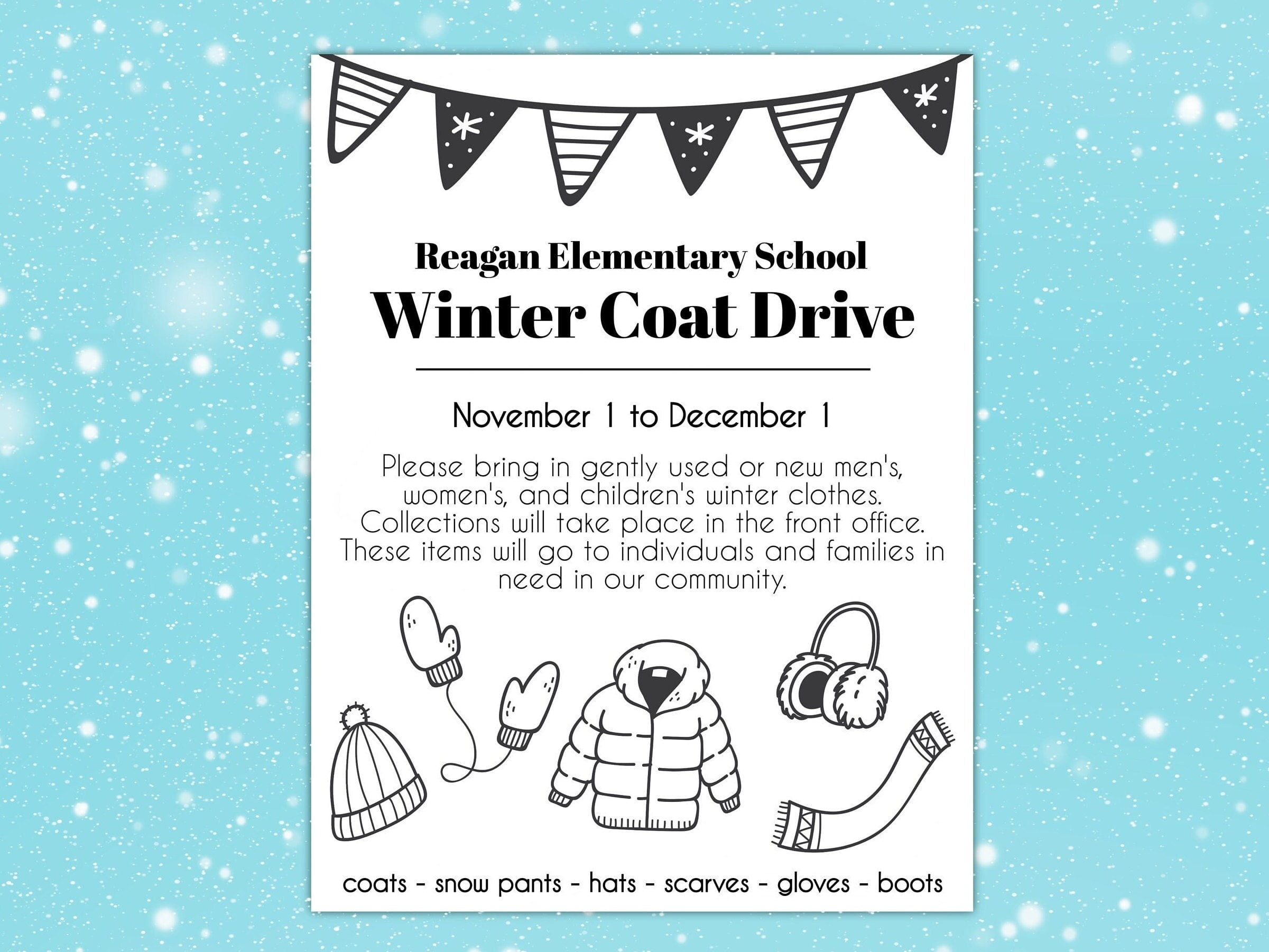 EDITABLE PRINTABLE Winter Clothes Drive Flyer Template 8 5 X Etsy