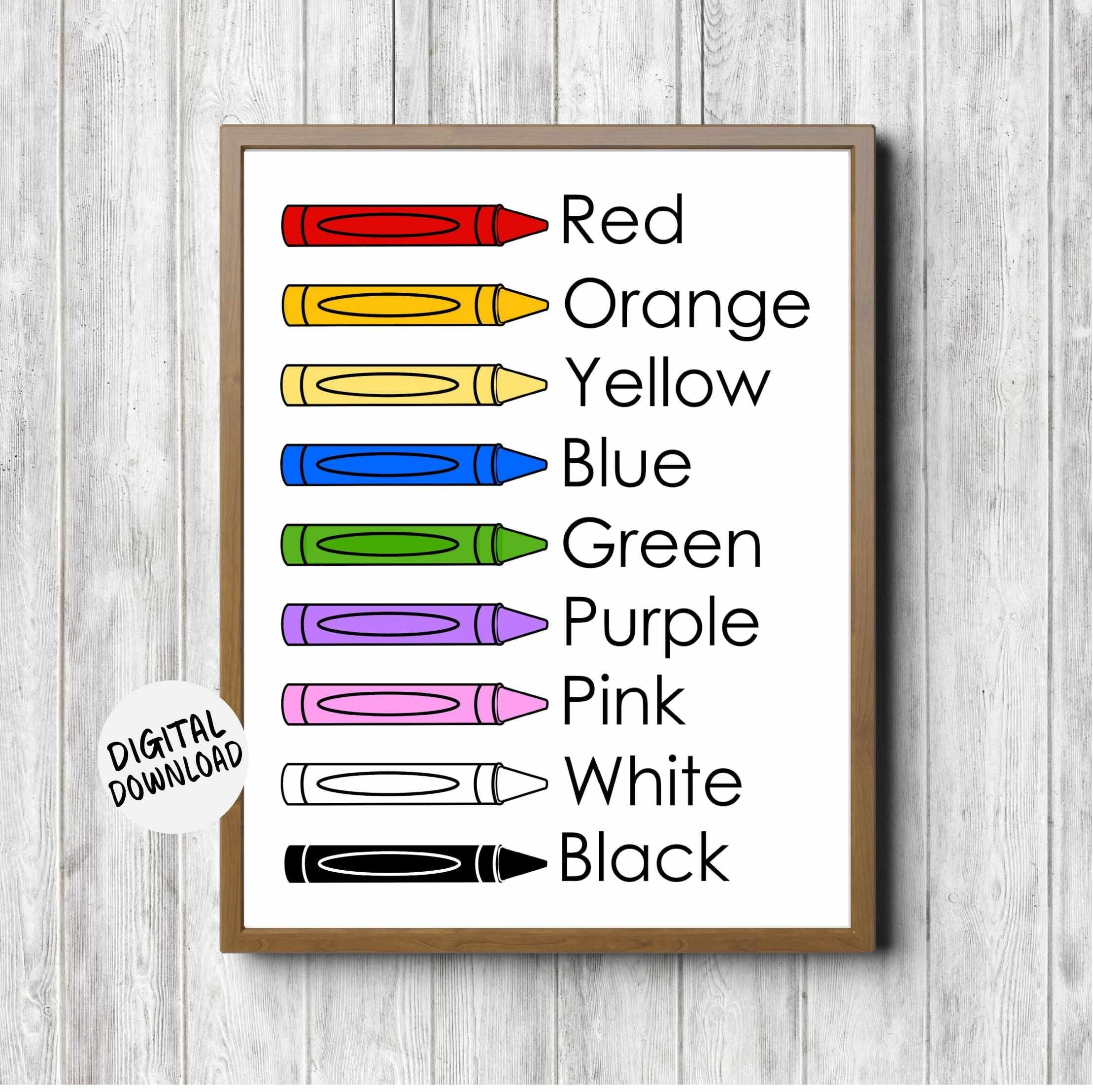 Educational Color Chart Printable Classroom Nursery Wall Etsy UK