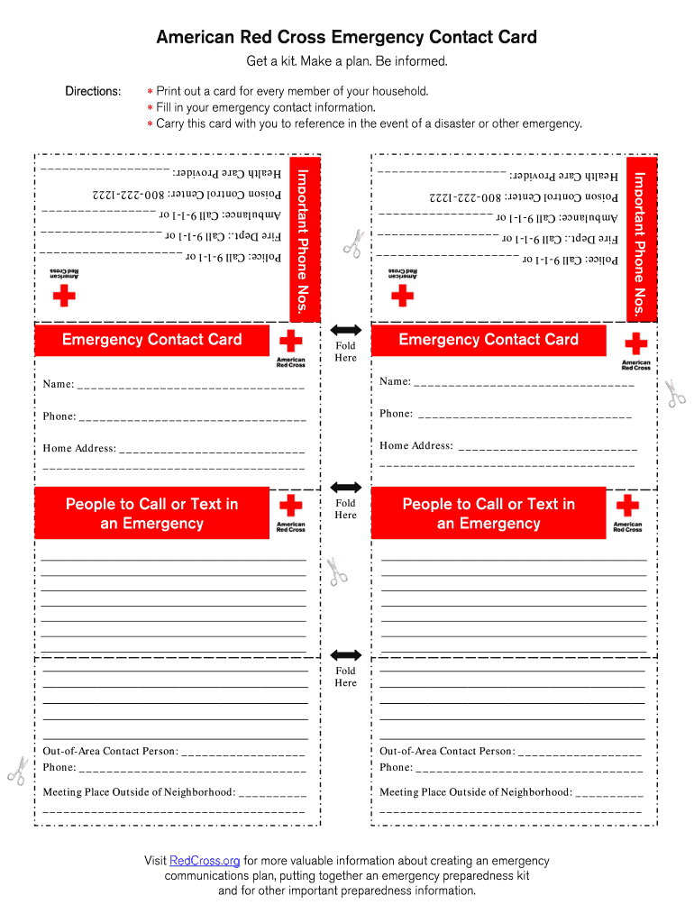 Free Printable Emergency Card Template