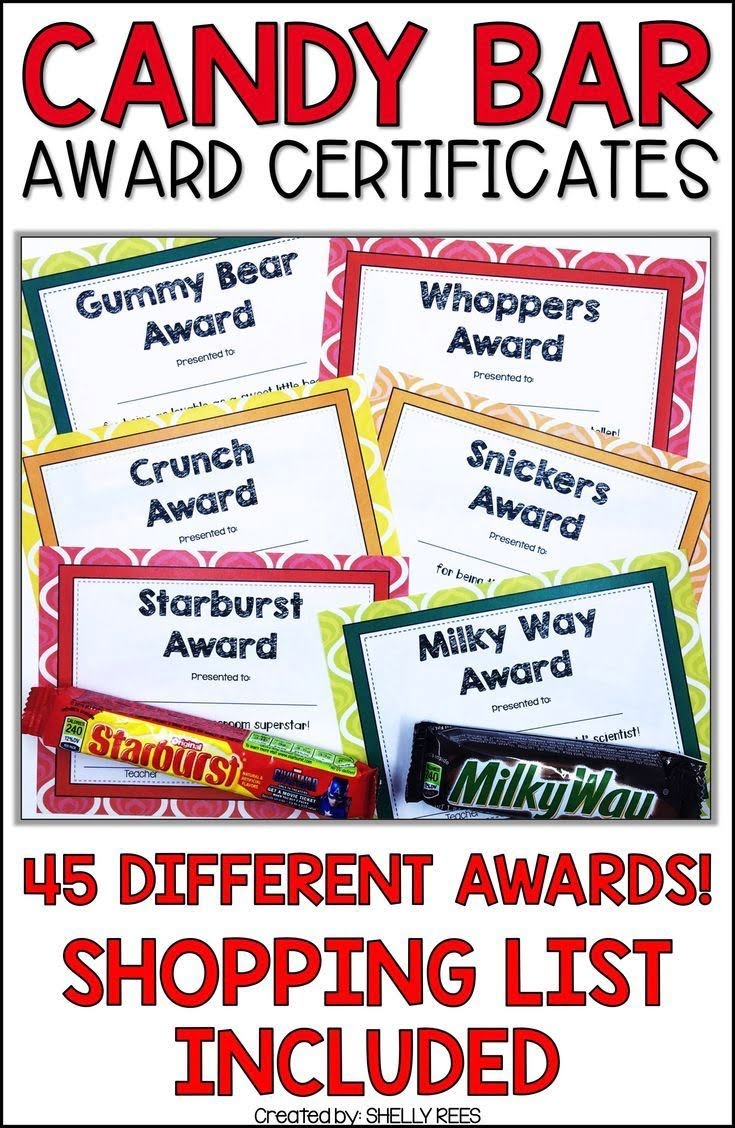 Printable Candy Bar Awards Template Free