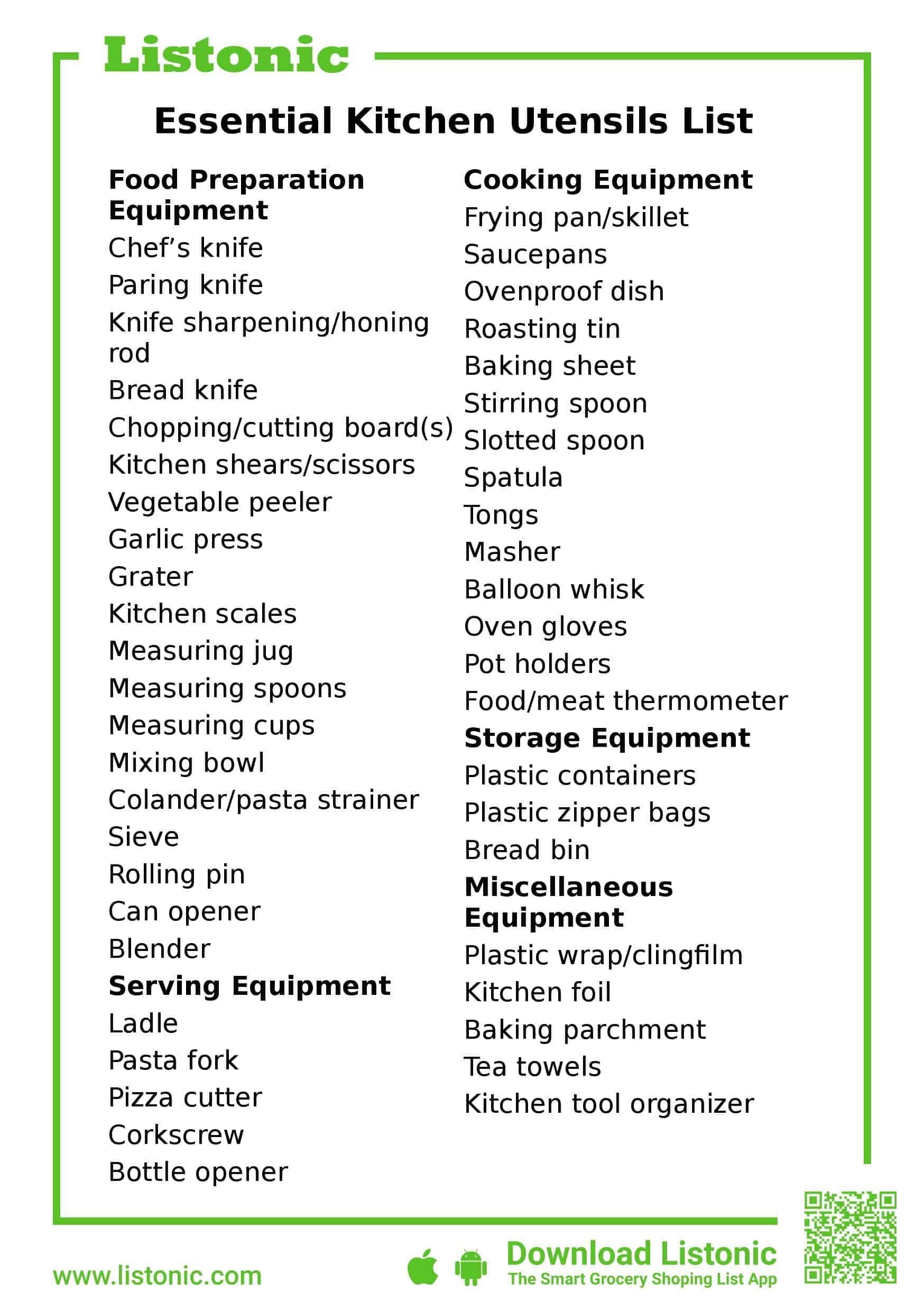 Essential Kitchen Utensils List Kitchen Utensils List Kitchen Essentials List Kitchen Appliance List