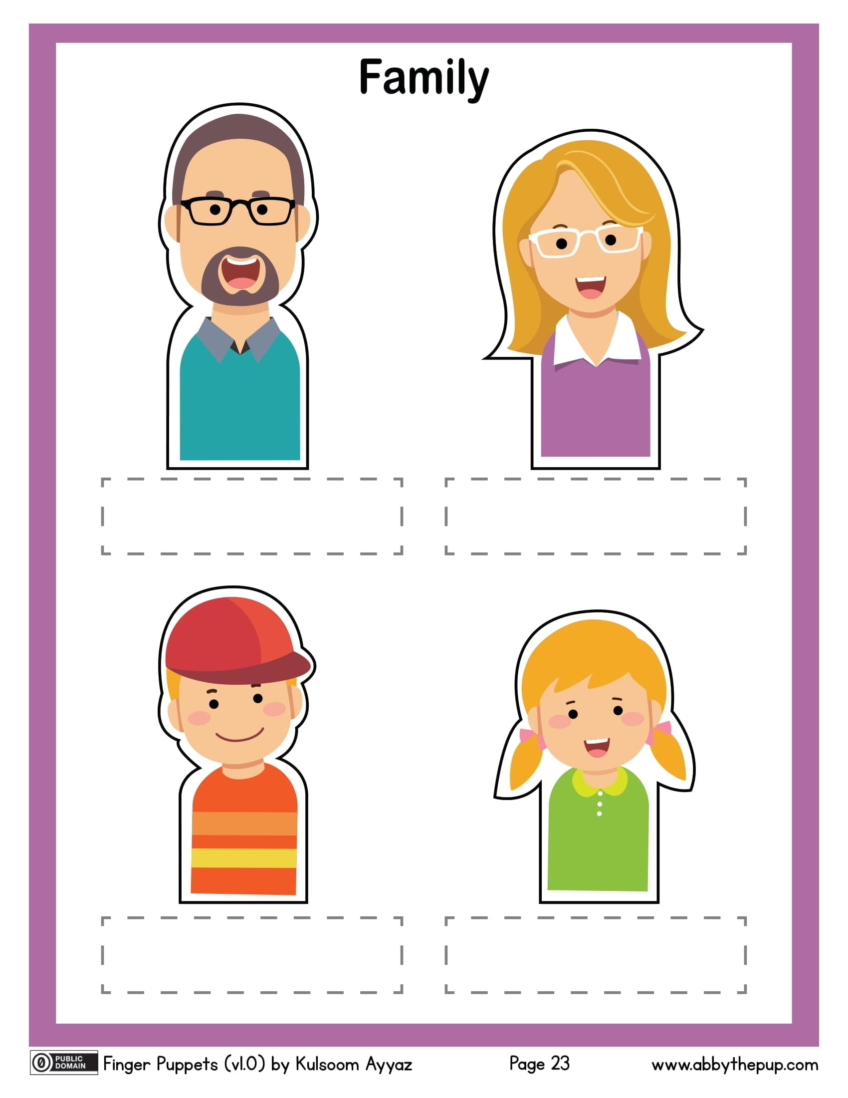 Family Finger Puppets Free Printable Papercraft Templates