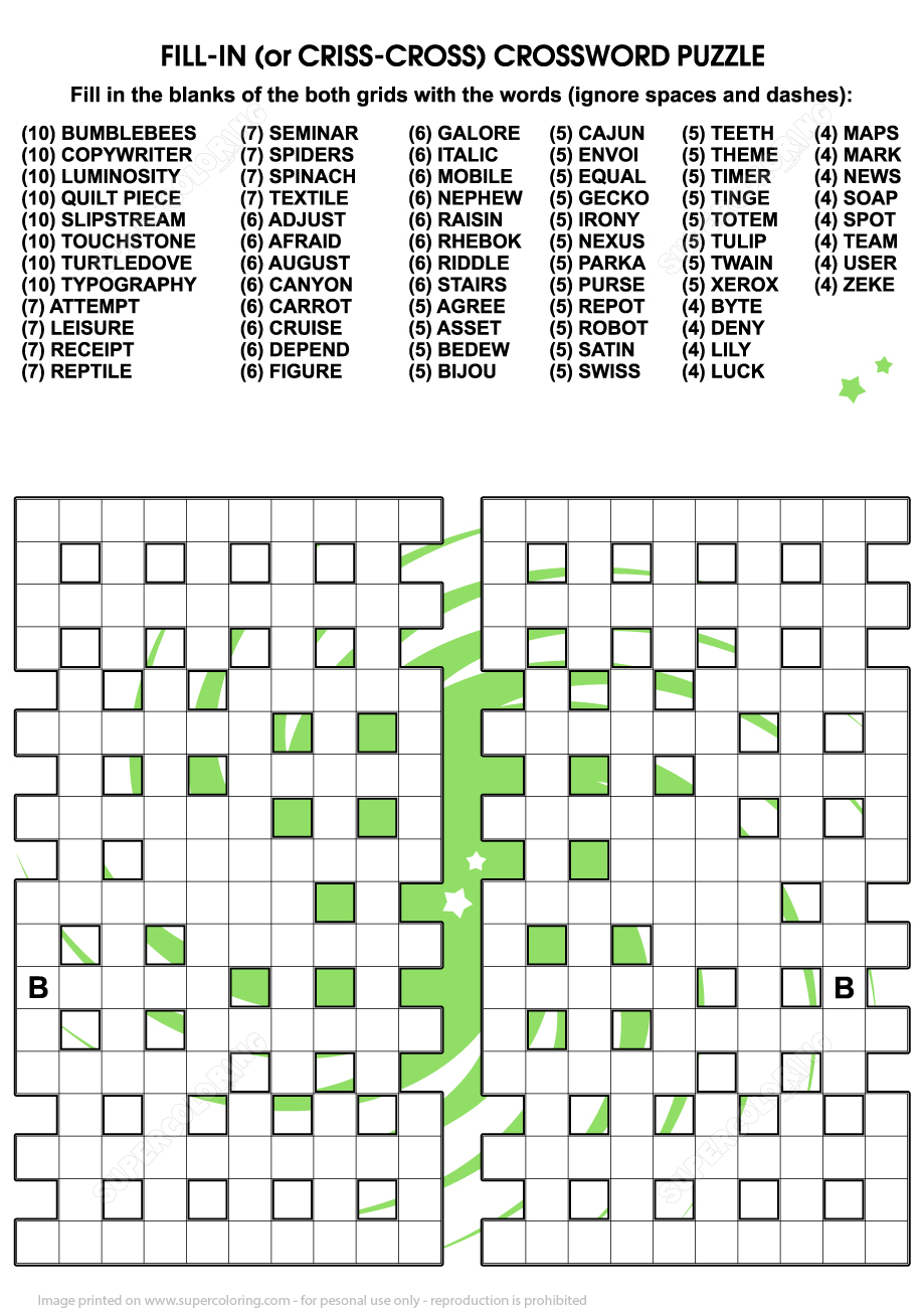 Fill In Crossword Puzzles Printable