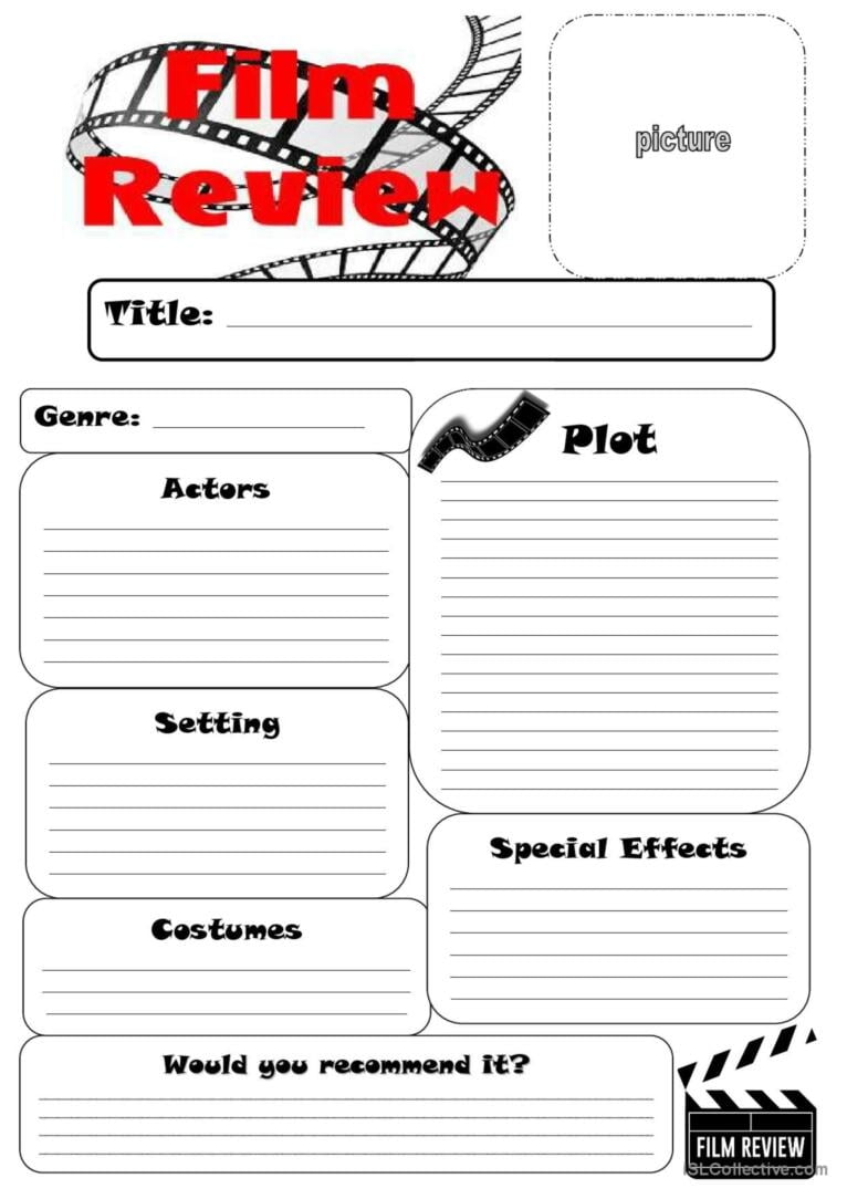 Film Review Worksheet Creative Writi English ESL Worksheets Pdf Doc