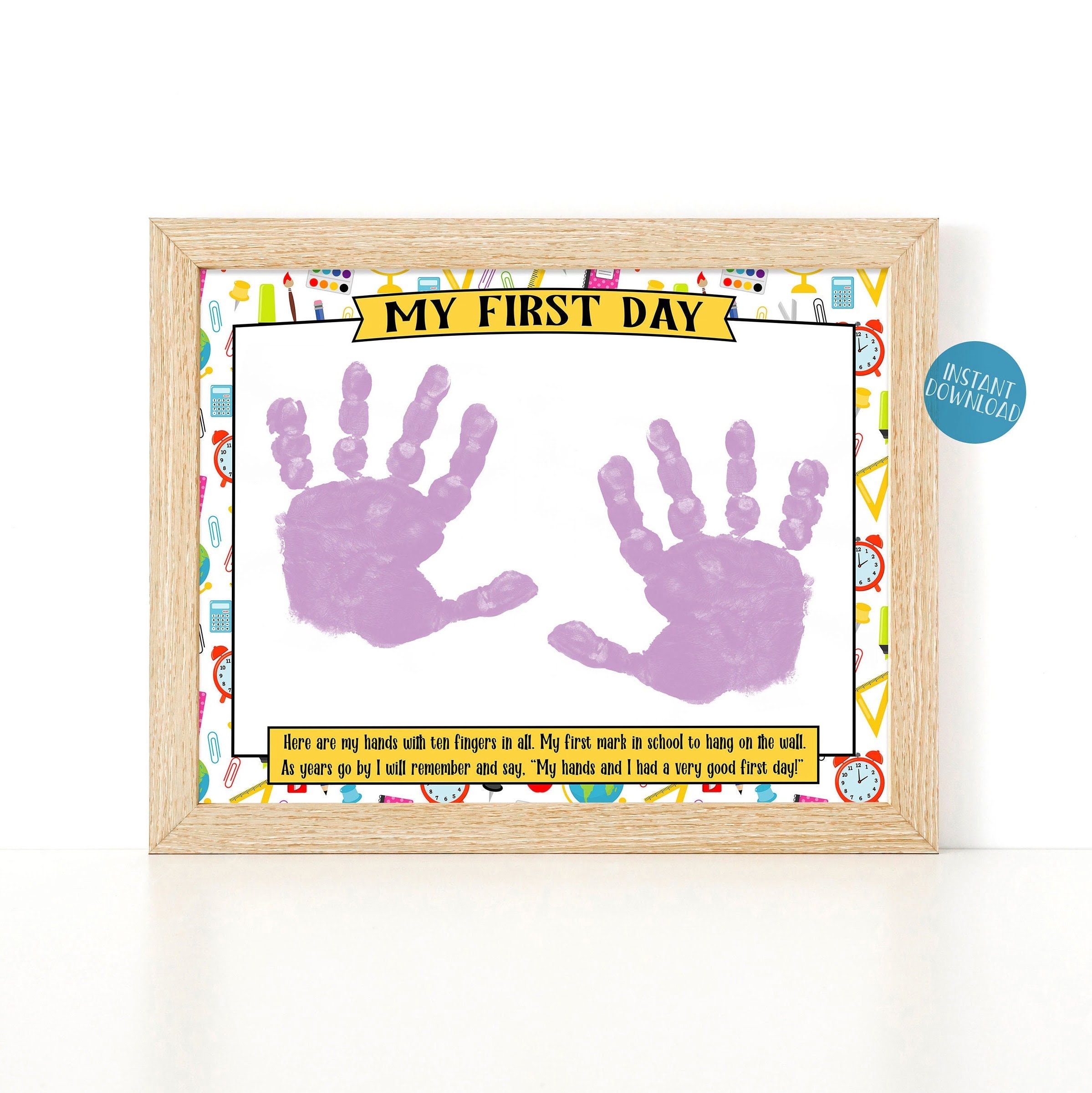 First Day Of School Handprint Art Back To School Printable Etsy Schweiz