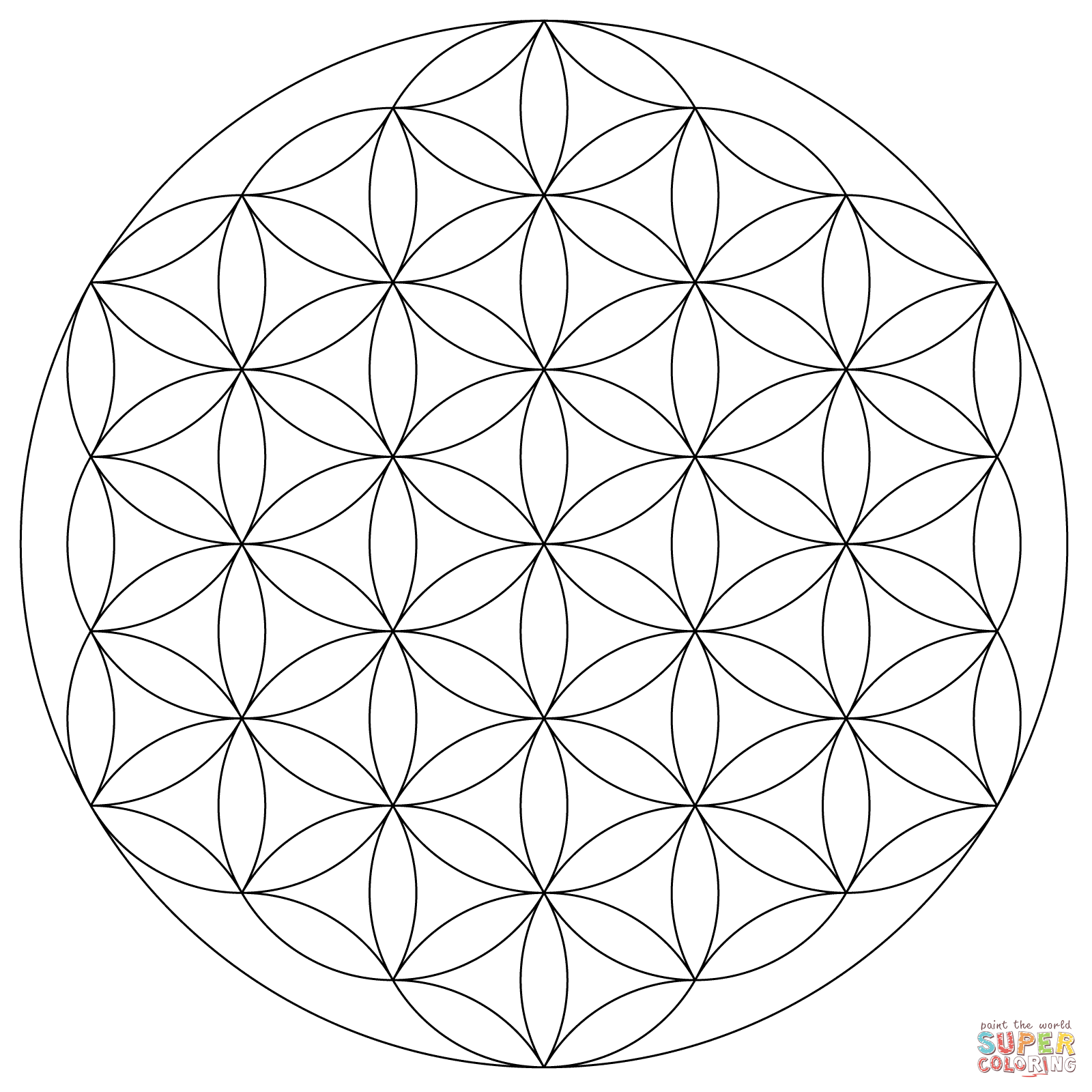 Flower Of Life Mandala Coloring Page Free Printable Coloring Pages
