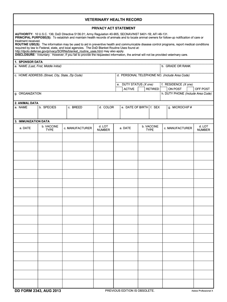 Printable Vet Record Template