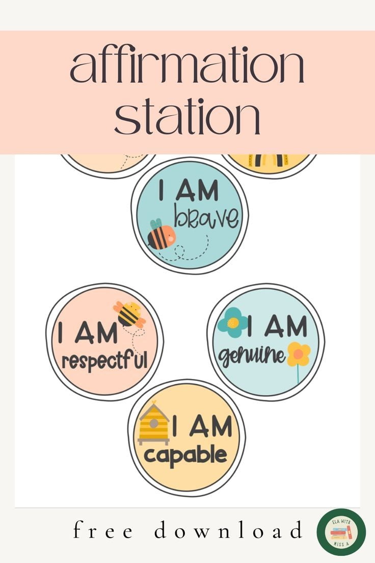 FREE Affirmation Station Bee Themed Printable And Ready To Go In 2022 Affirmations Free Classroom Classroom Banner