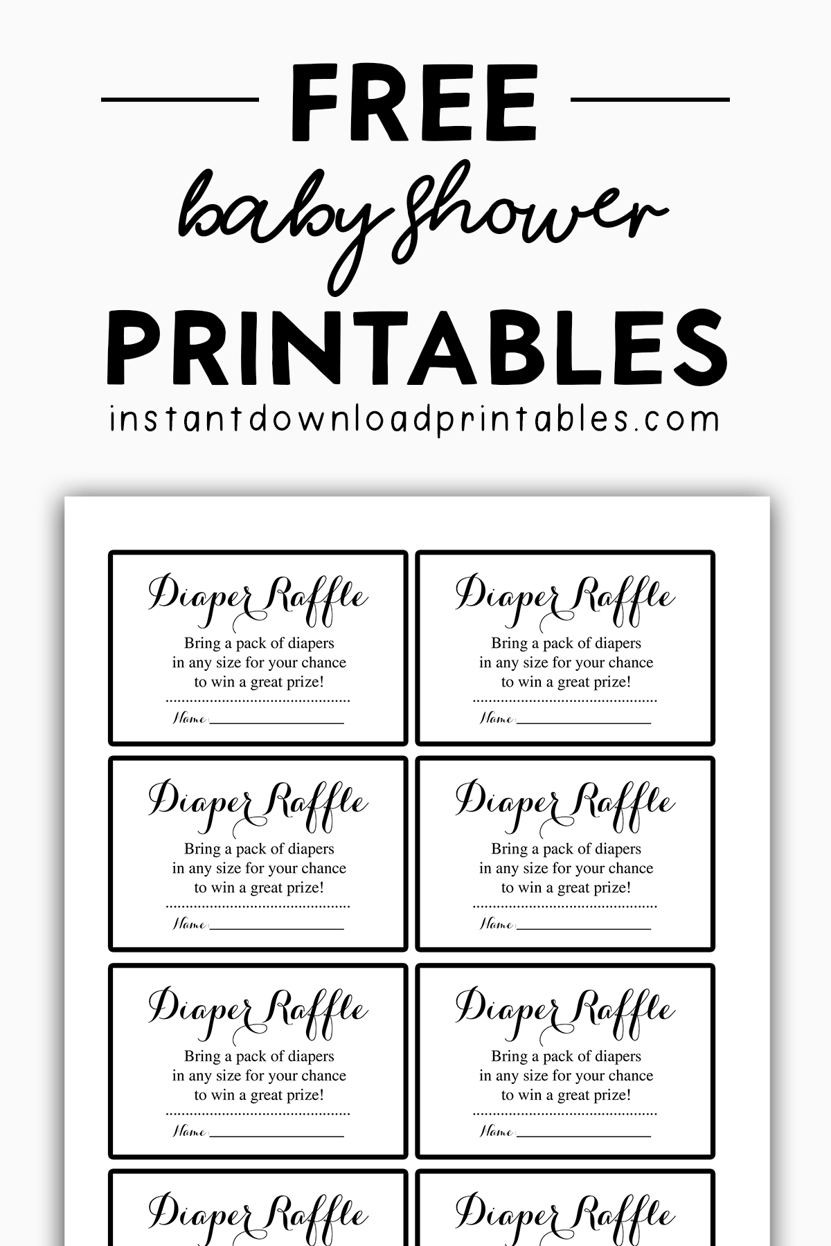 Free Baby Shower Black And White Printables Instant Download Diaper Raffle Tickets Instant Download Printables