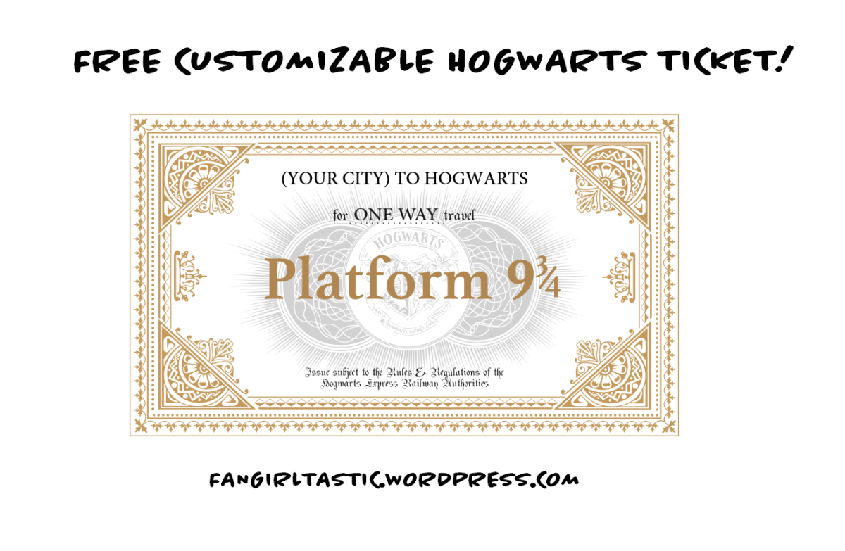 FREE Customizable Hogwarts Ticket Hogwarts Express Ticket Hogwarts Harry Potter Printables