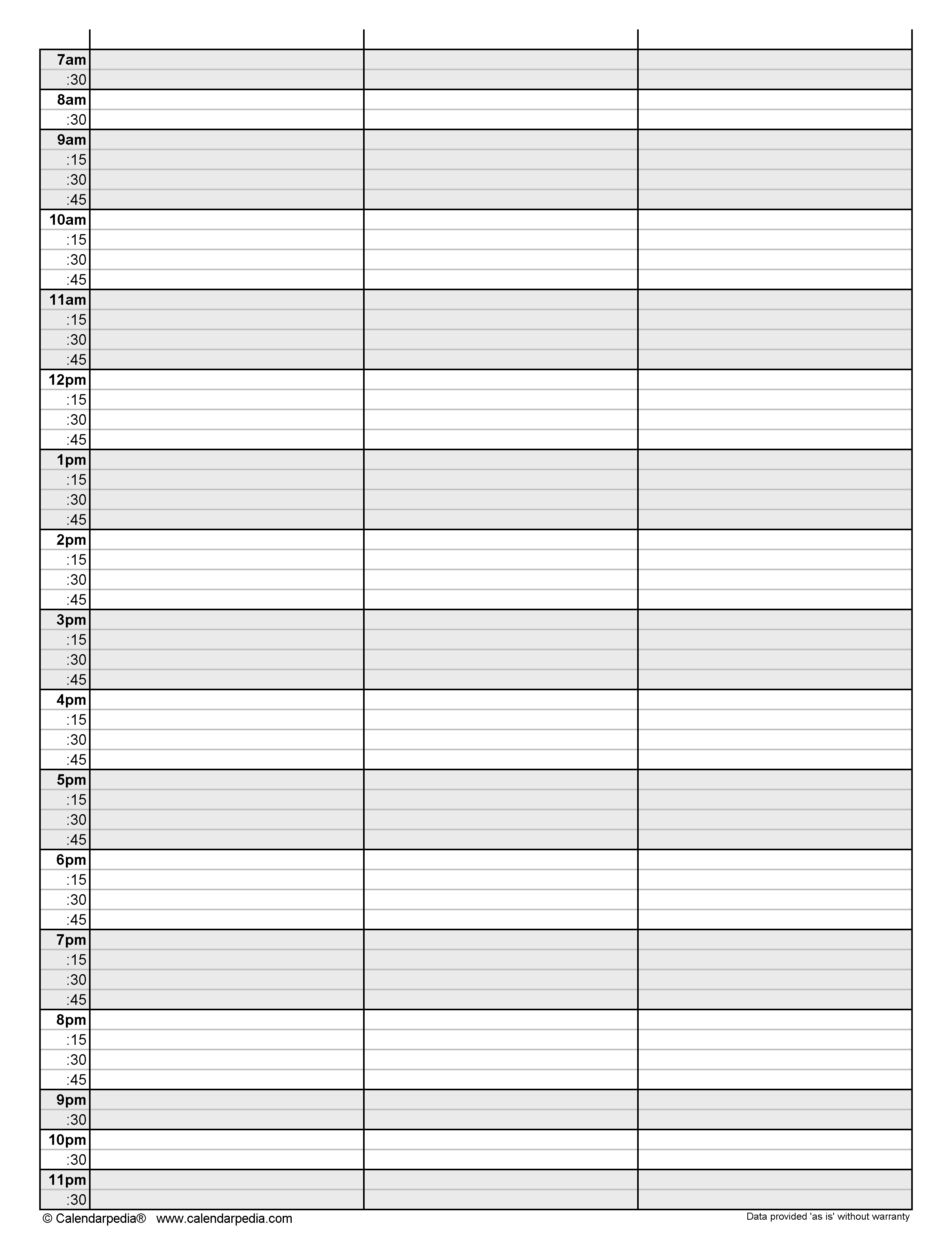 Printable 30 Minute Schedule Template