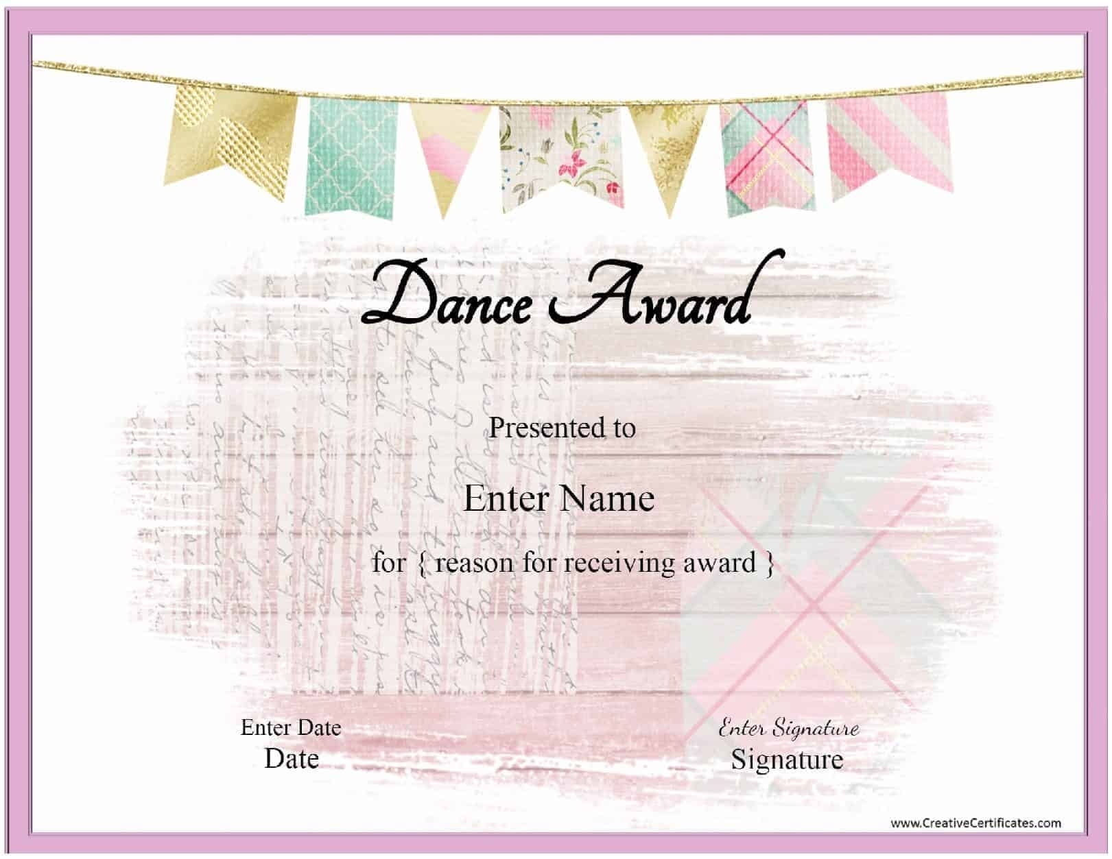 Free Dance Certificate Template Customizable And Printable