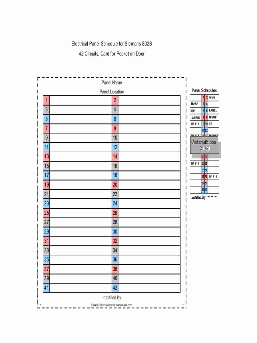 Printable Breaker Box Free Electrical Panel Label Template Excel