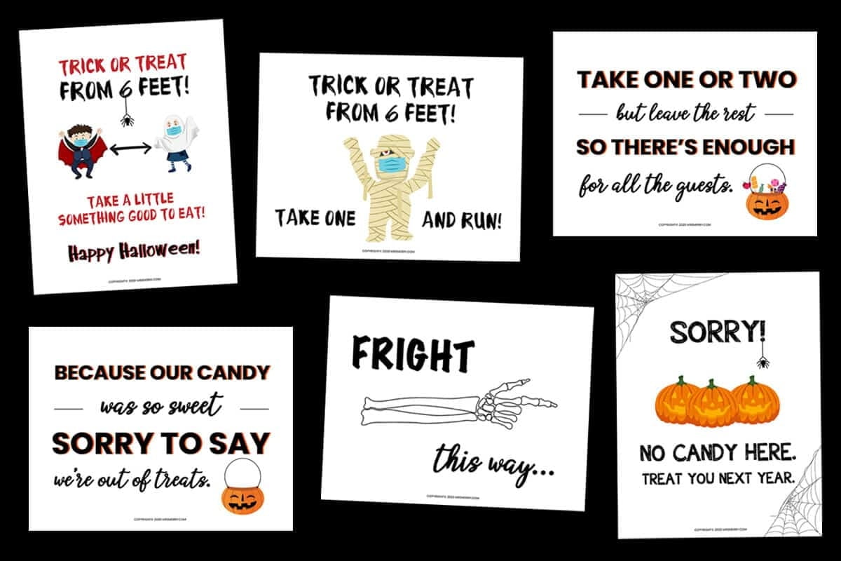 Free Halloween Trick or Treat Signs For Candy Mrs Merry