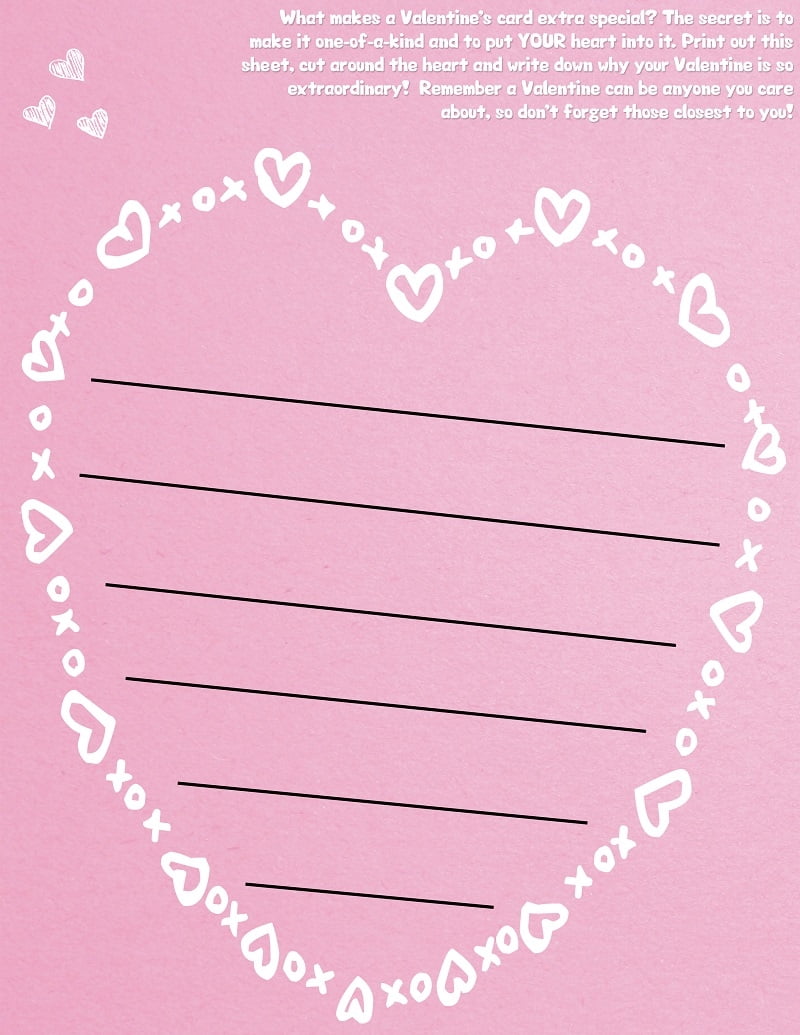 Printable Heart Template With Lines For Writing