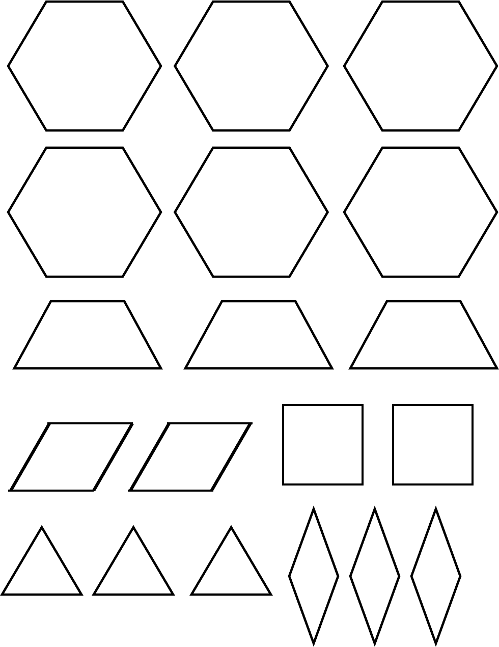 Free Pattern Block Template PDF 384KB 1 Page s Pattern Block Templates Pattern Blocks Free Pattern Block Printables