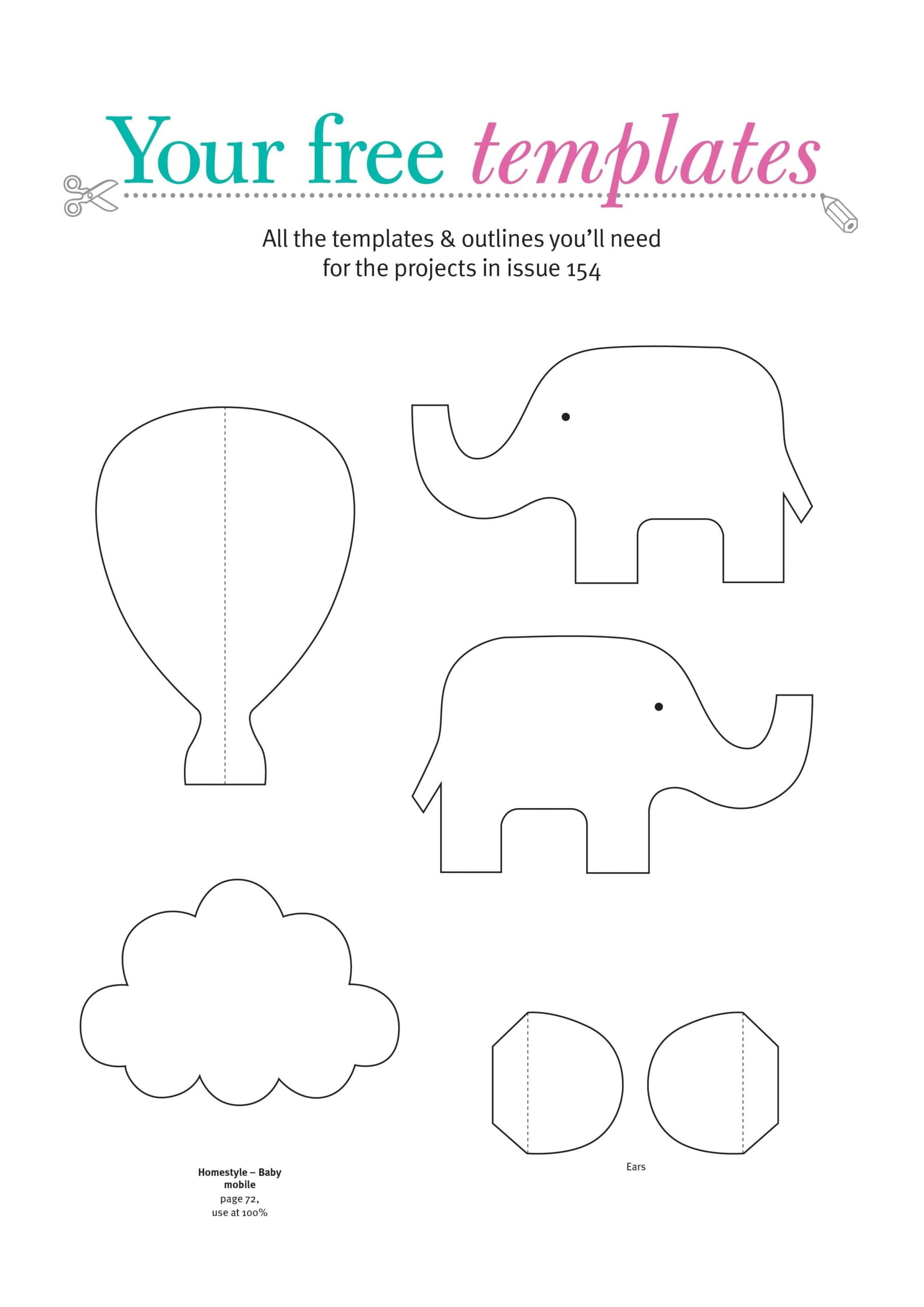 Printable Stuffed Elephant Pattern Template