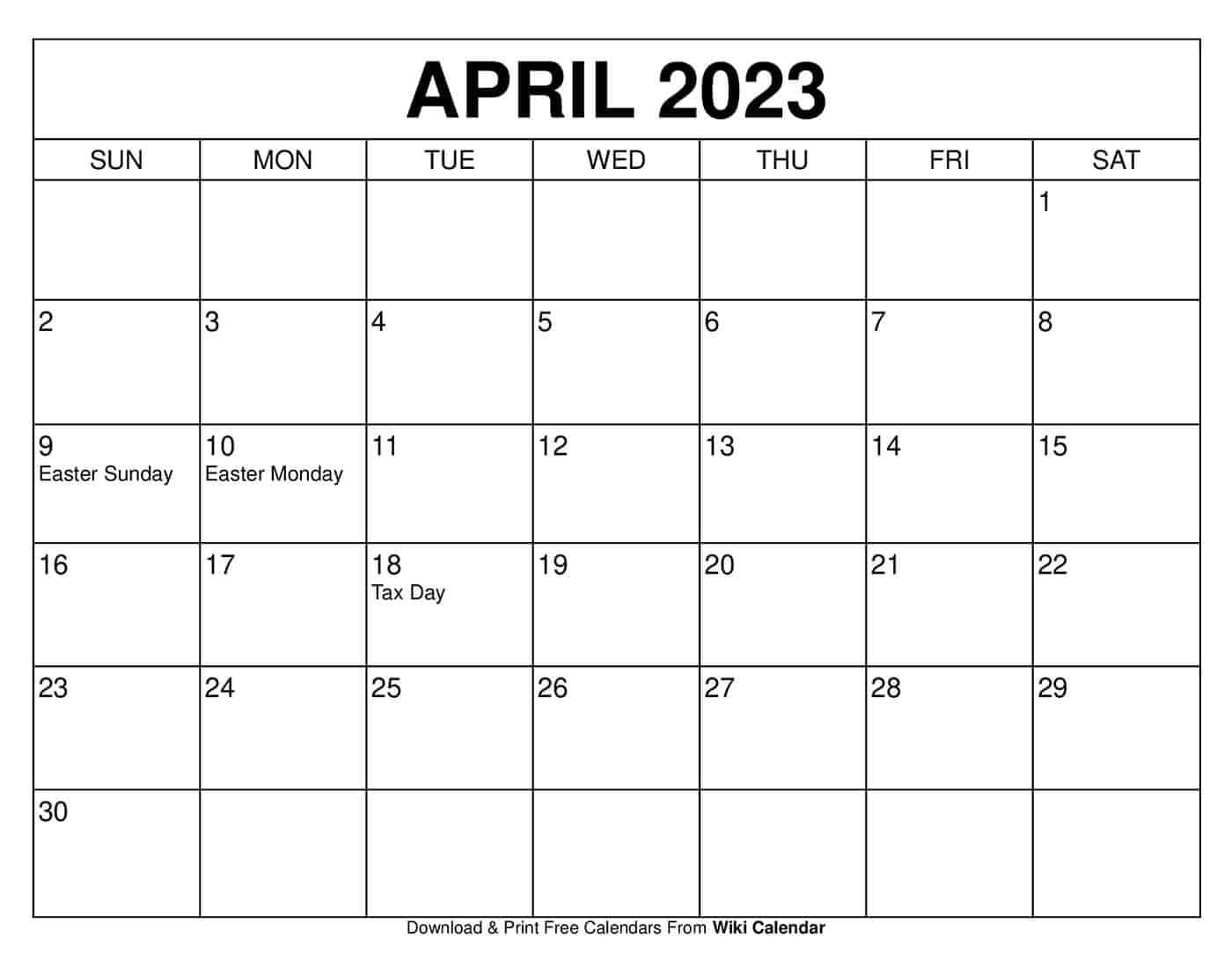 Free Printable April 2023 Calendar Templates With Holidays Wiki Calendar