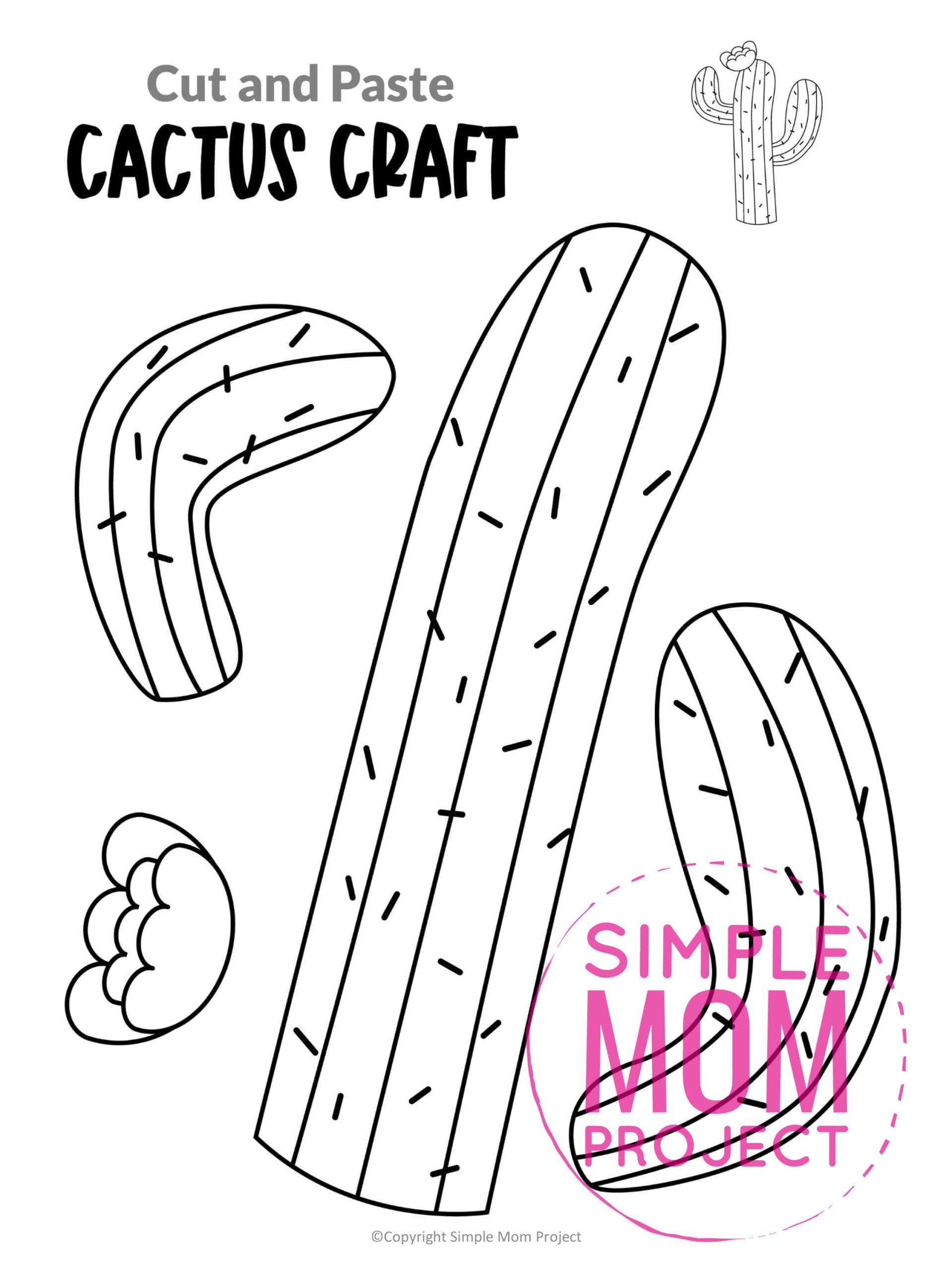 Free Printable Cactus Craft Template Simple Mom Project