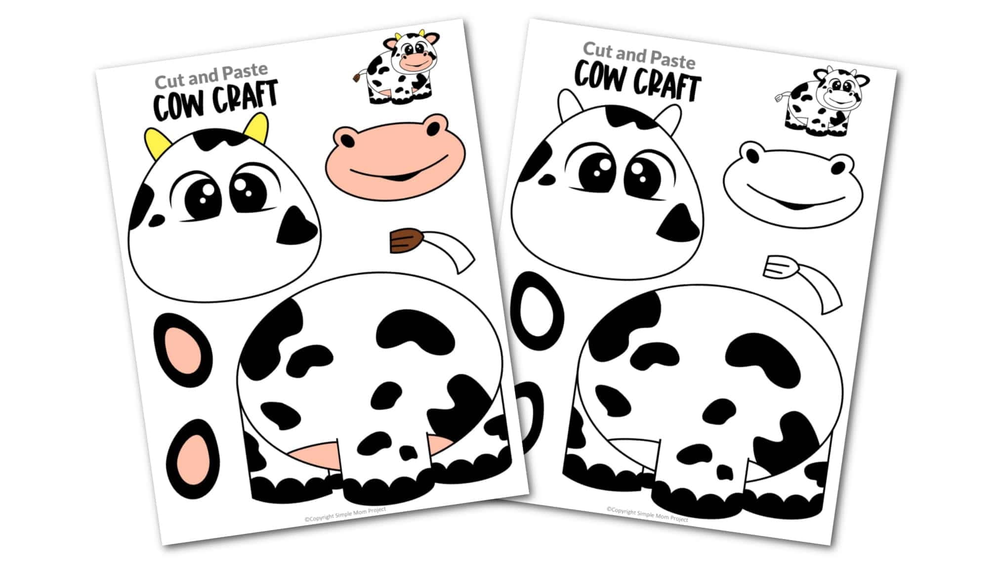 Free Printable Cow Craft Template Simple Mom Project