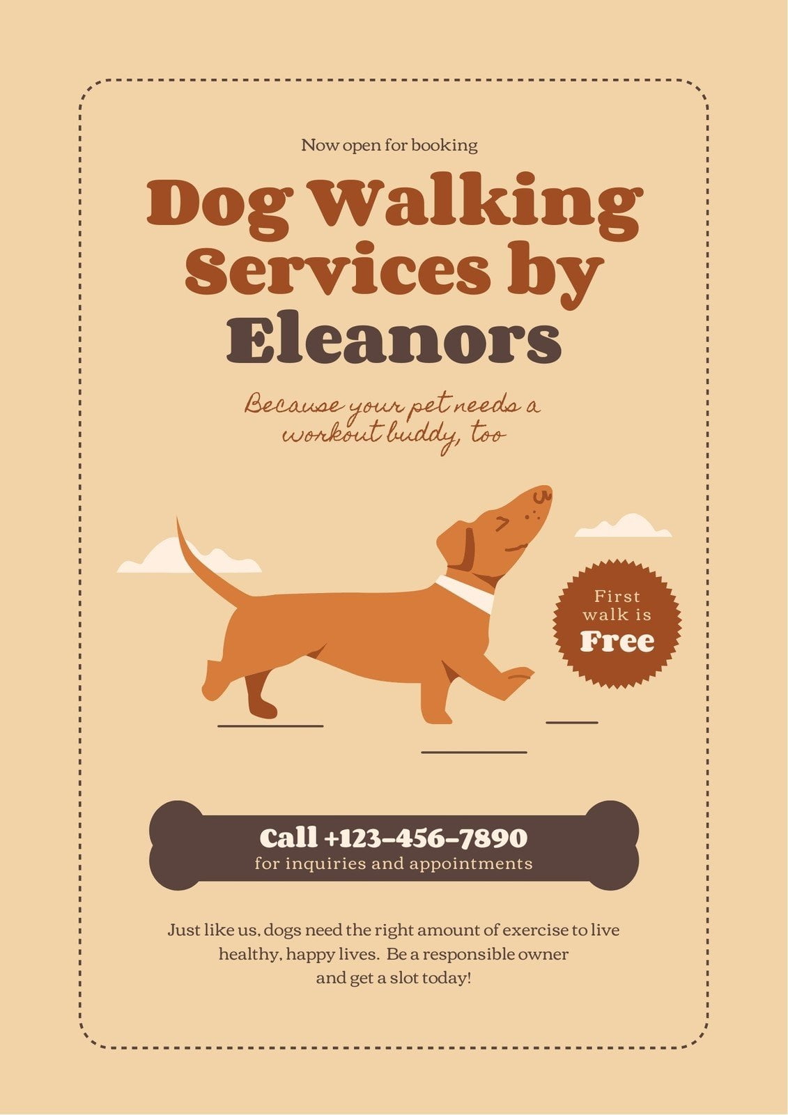 Free Printable Customizable Dog Walker Flyer Templates Canva