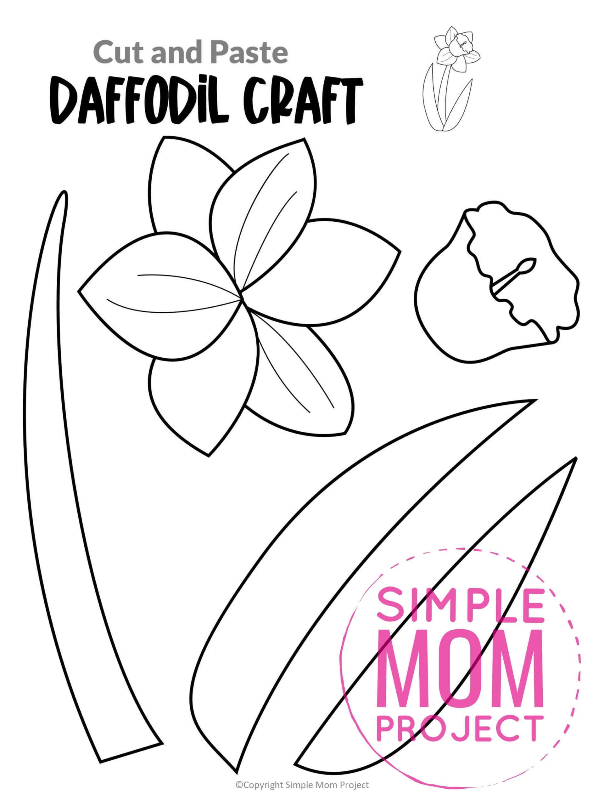 Free Printable Daffodil Craft Template Simple Mom Project