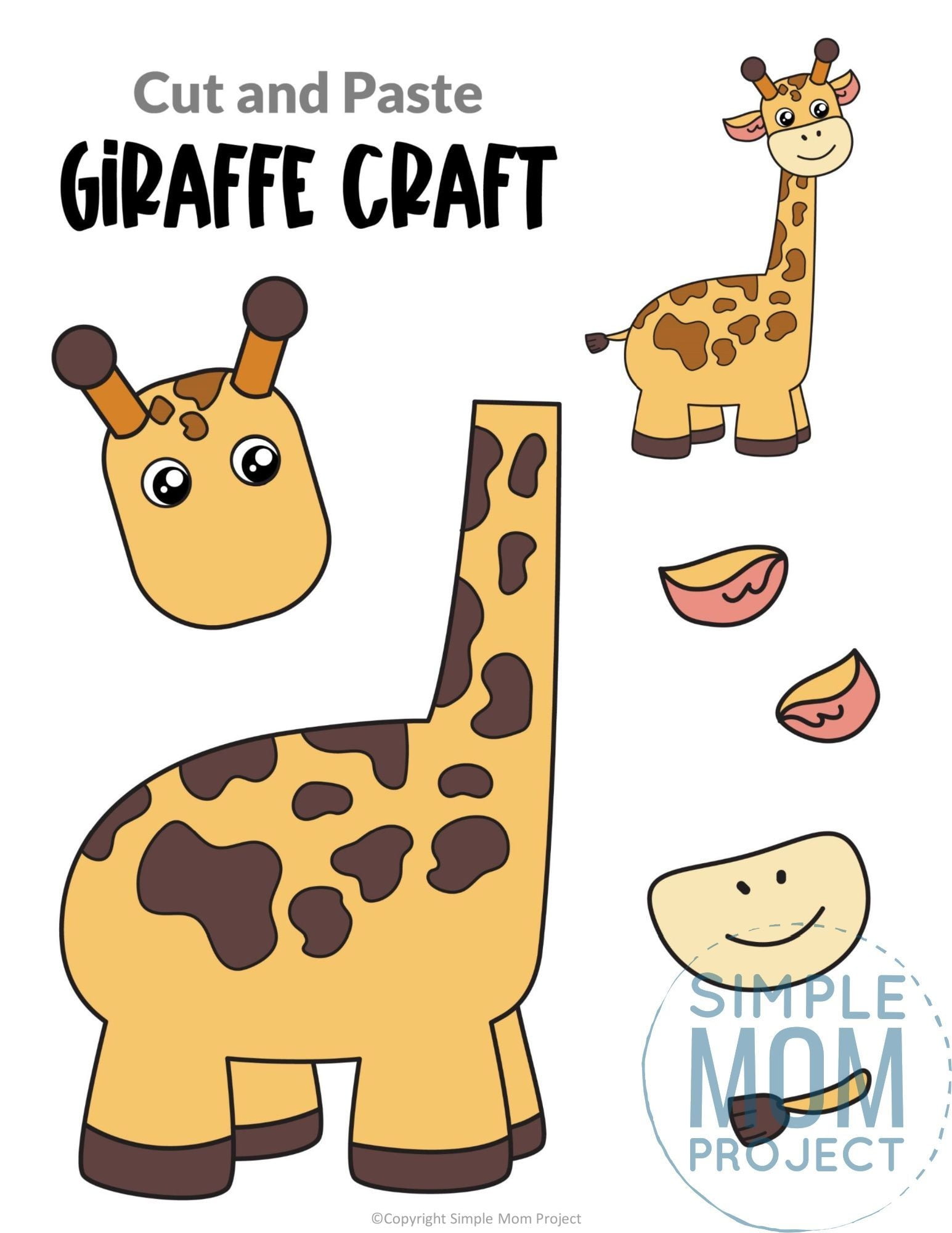Free Printable Giraffe Craft Template Giraffe Crafts Safari Animal Crafts Zoo Animal Crafts