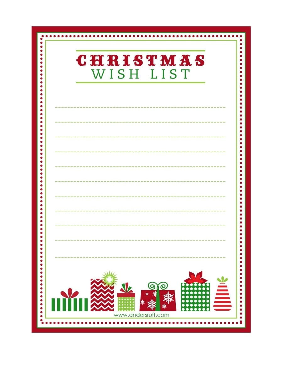 Cute Christmas Wish List Template Free Printable