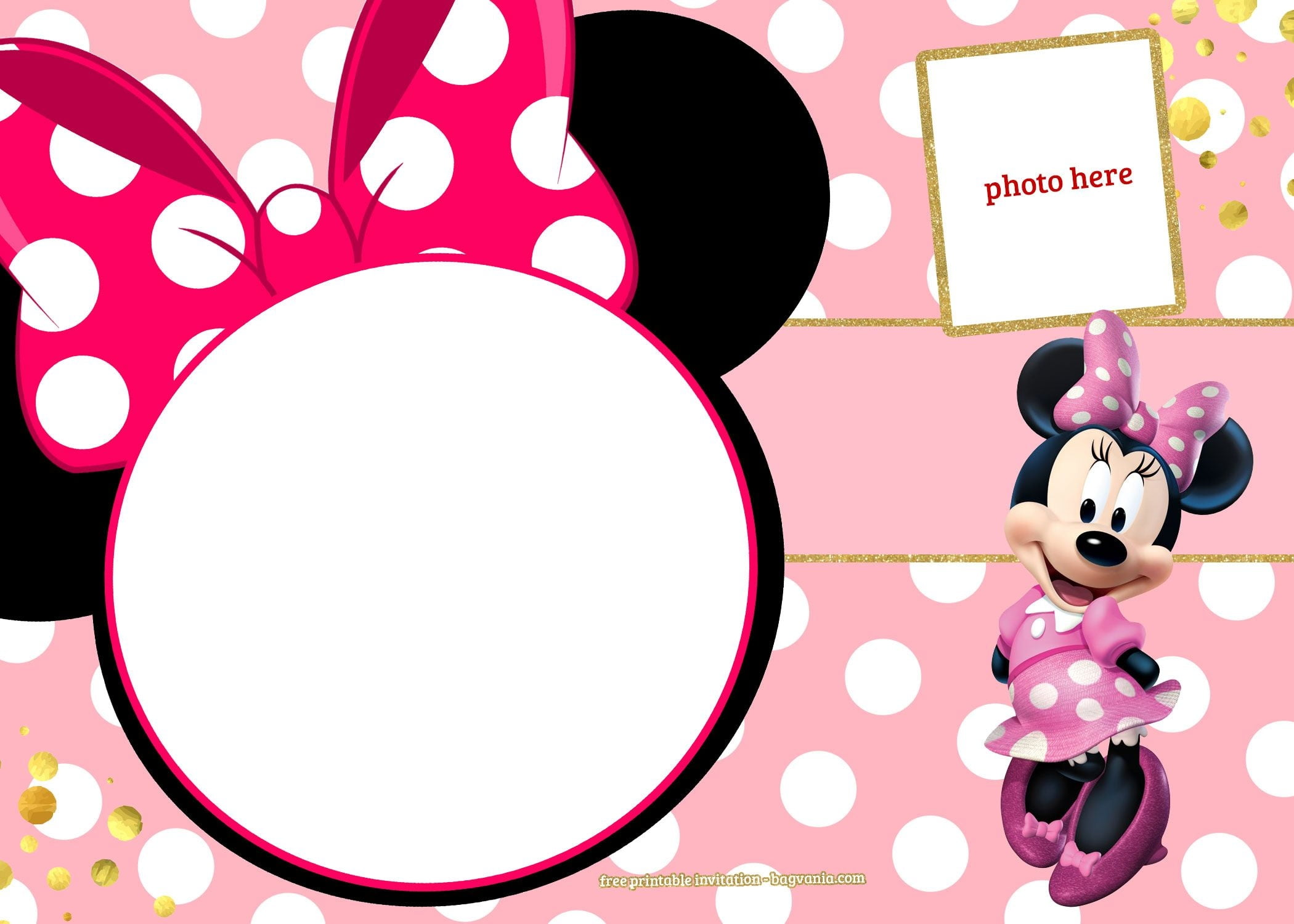 FREE Printable Minnie Mouse Pinky Birthday Invitation Template F Minnie Mouse Birthday Invitations Minnie Mouse Invitations Mickey Mouse Birthday Invitations