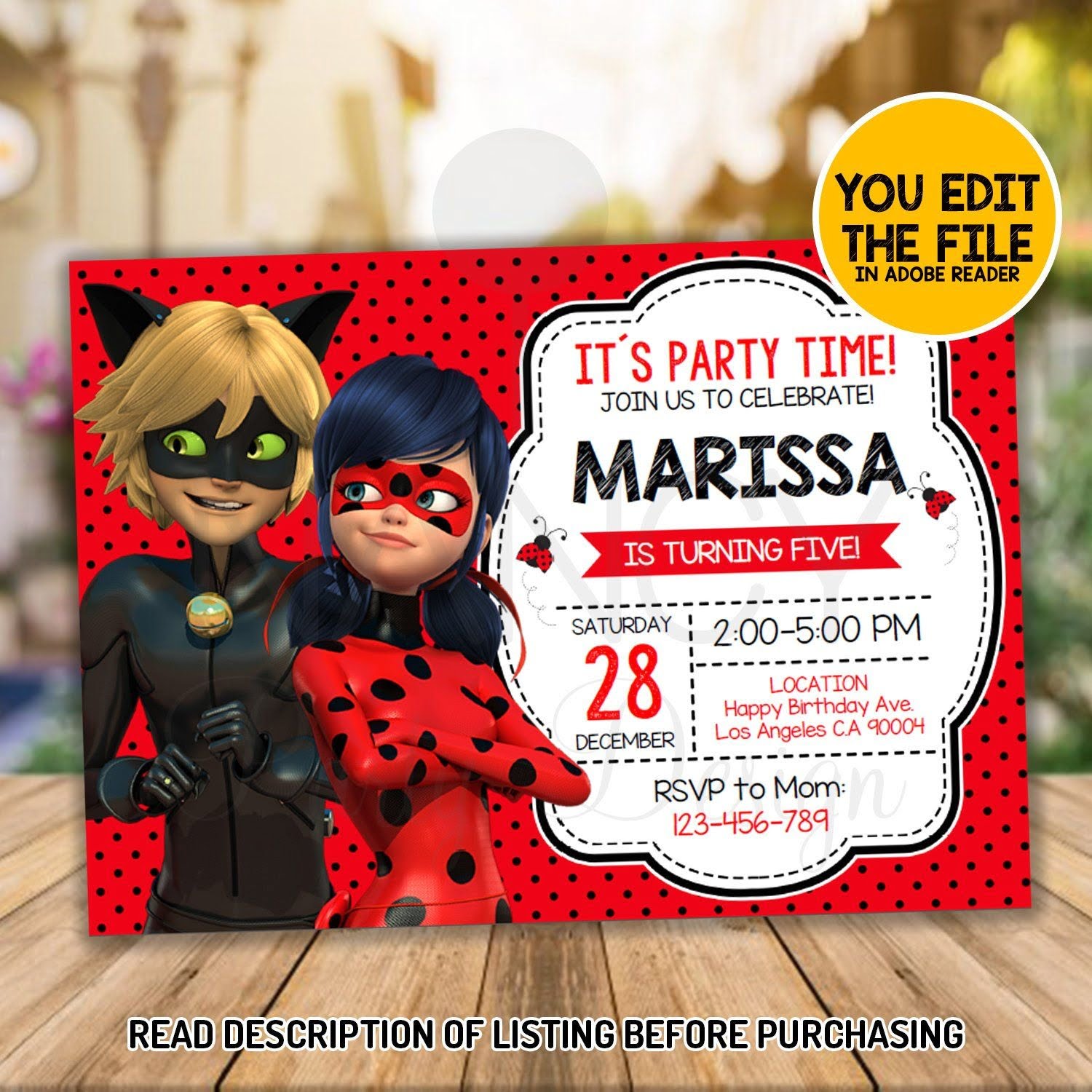 FREE Printable Miraculous Ladybug Invitation Templates In 2022 Ladybug Birthday Invitations Ladybug Invitations Ladybug Birthday Party