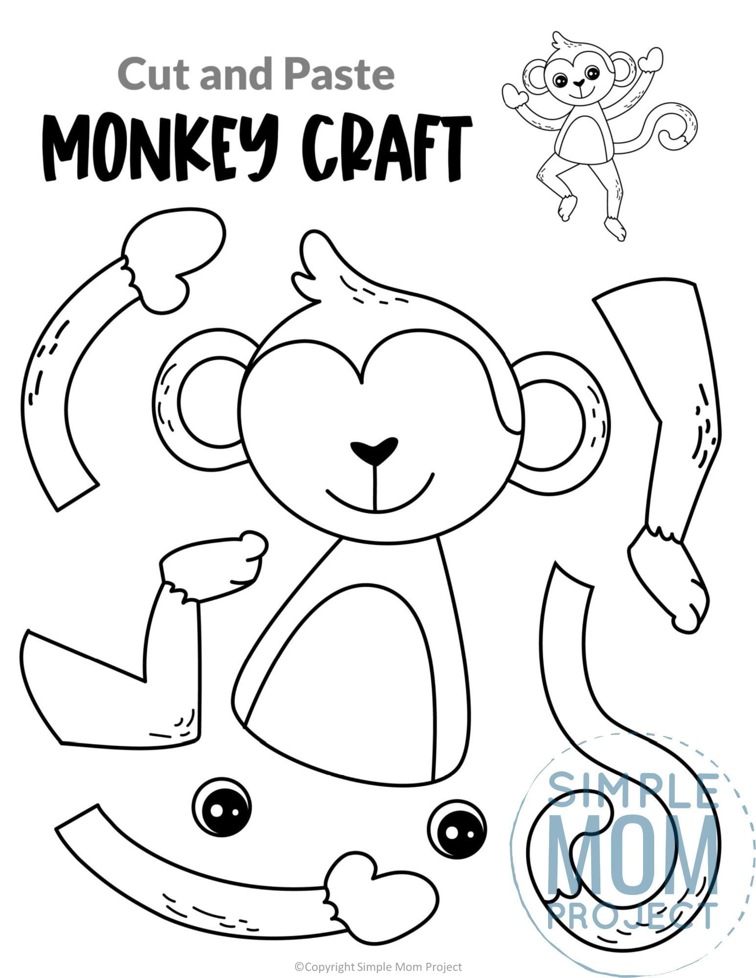 Free Printable Monkey Craft Template Monkey Crafts Safari Animal Crafts Safari Crafts