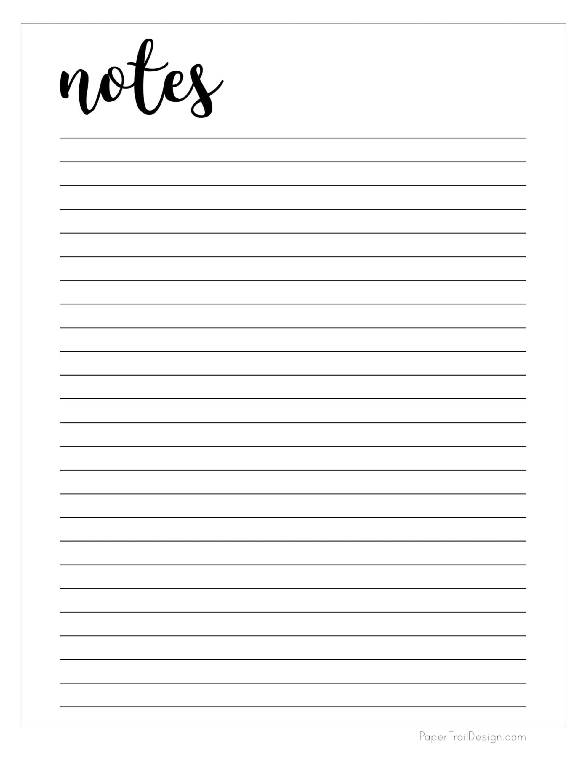 Free Printable Notes Template Paper Trail Design Printable Notes Templates Notes Template Paper Template Free Printable