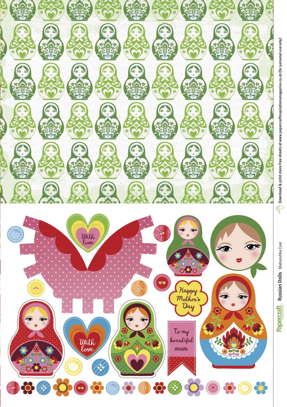 Free Printable Russian Doll Papers From Papercraft Inspirations 162 Papercraft Inspirations Free Scrapbook Paper Paper Crafts Russian Doll