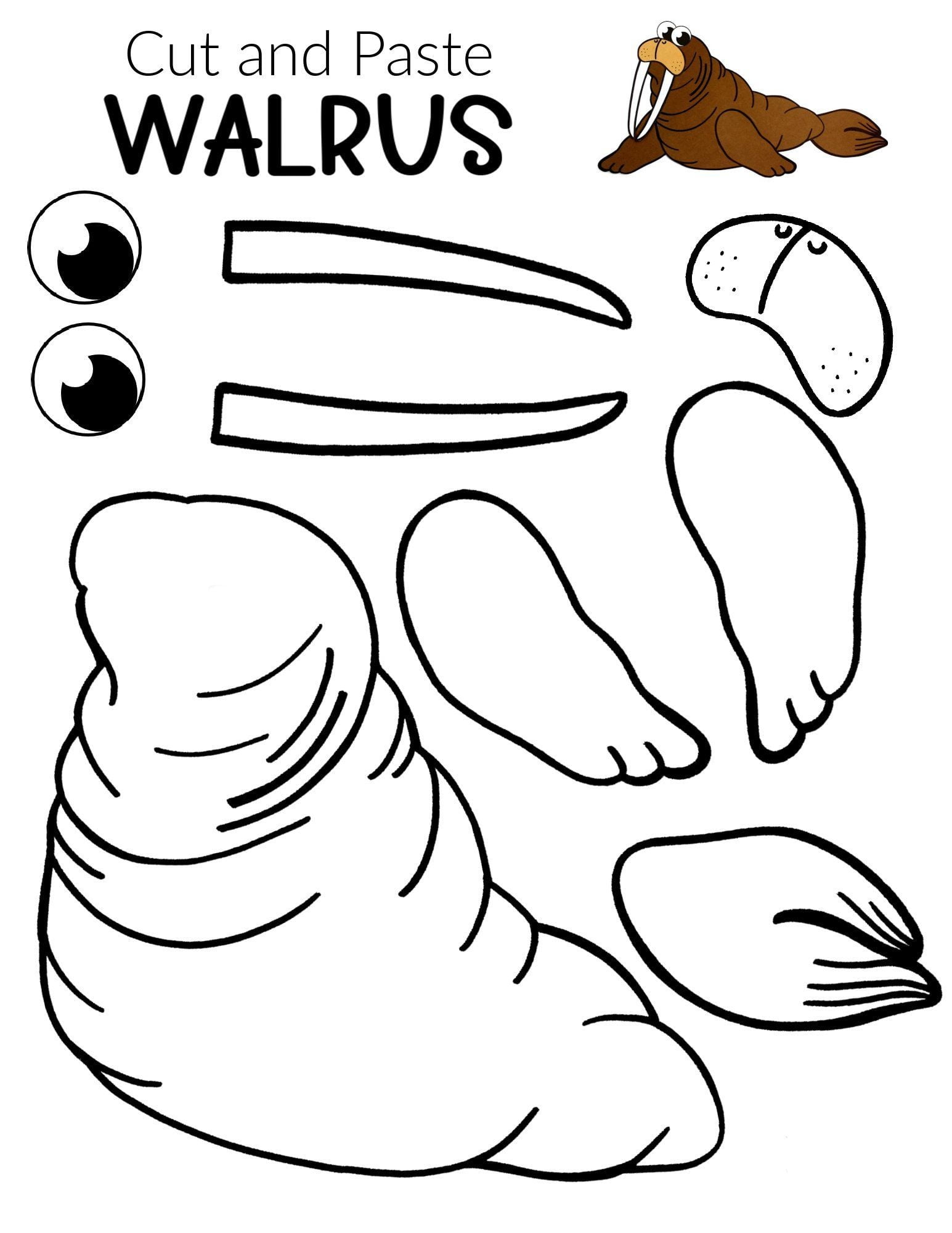 Free Printable Walrus Craft For Kids Arctic Animals Crafts Winter Animal Crafts Arctic Animals Preschool