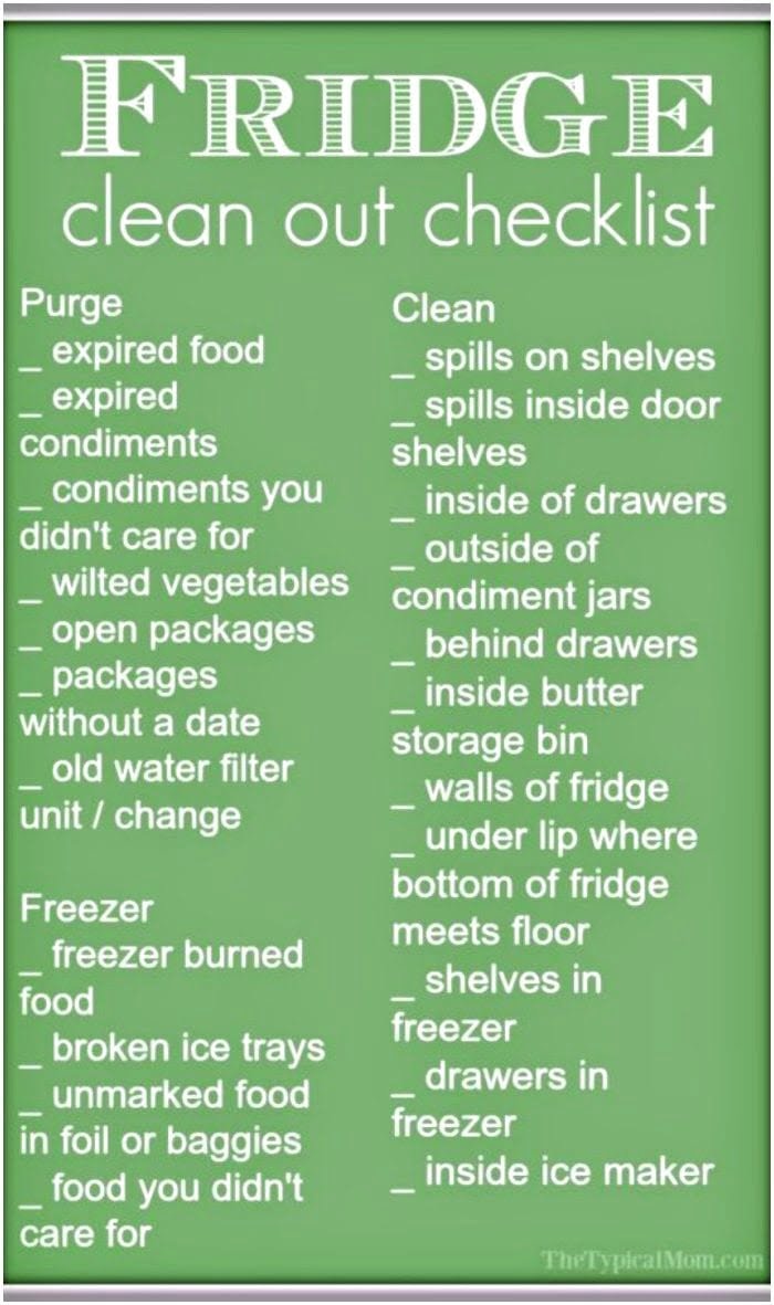 Free Refrigerator Clean Out Checklist How To Clean Your Fridge