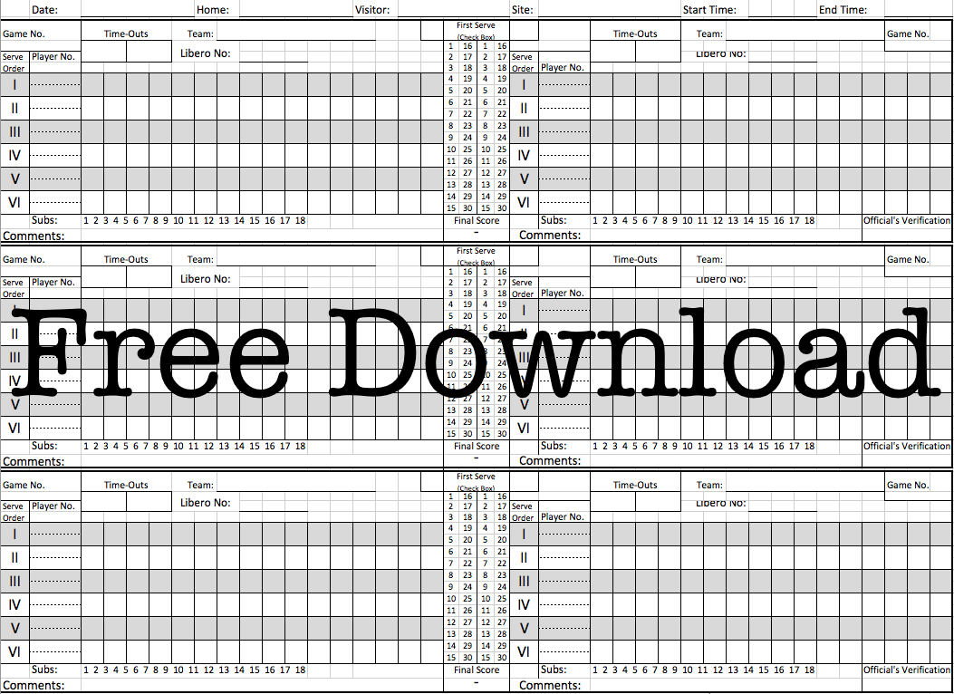 Free Volleyball Score Sheets Printable PDFs Straight From DeHart Volleyball Score Sheet Volleyball Scoring Coaching Volleyball