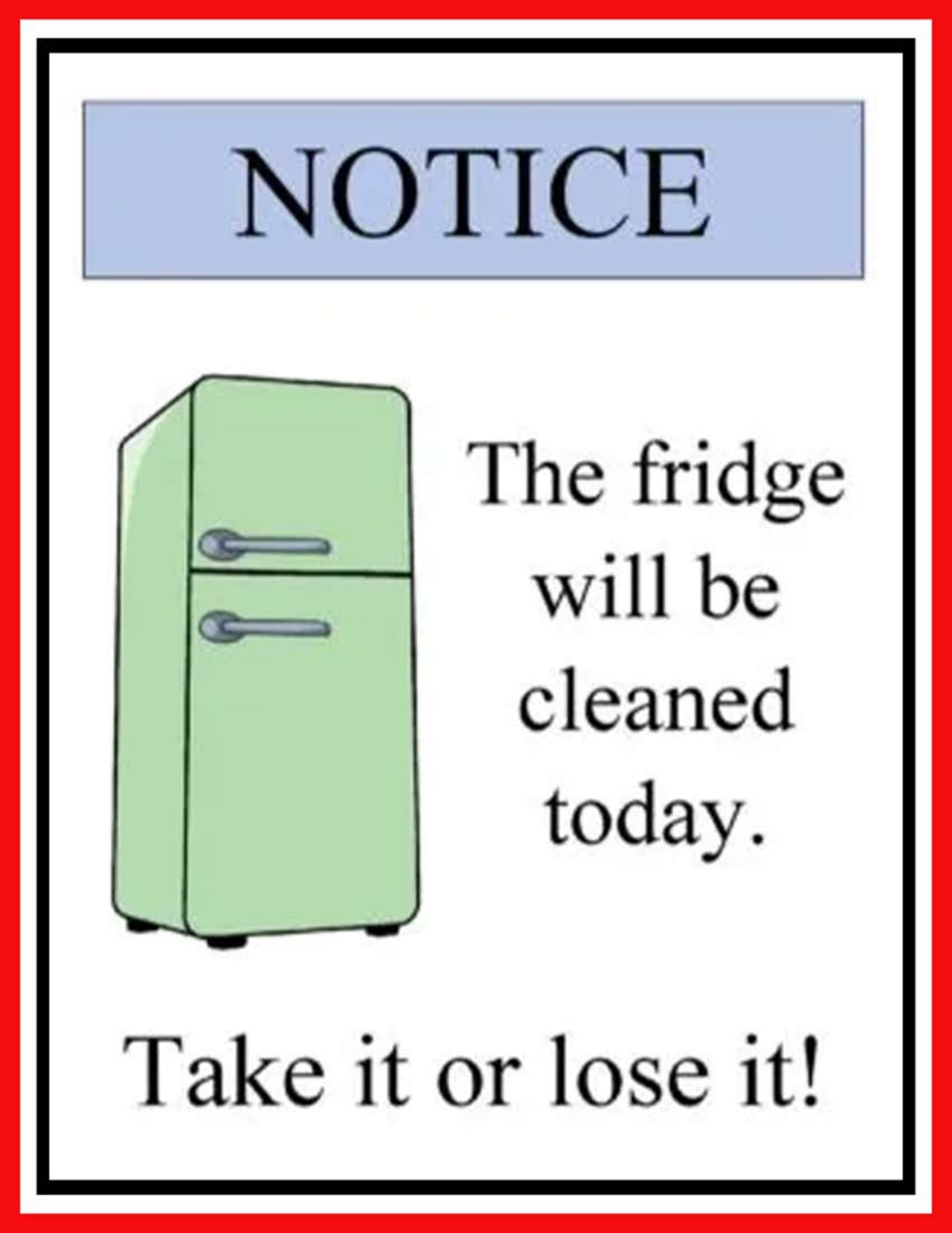 Fridge Clean Out Sign Printable FREE Download