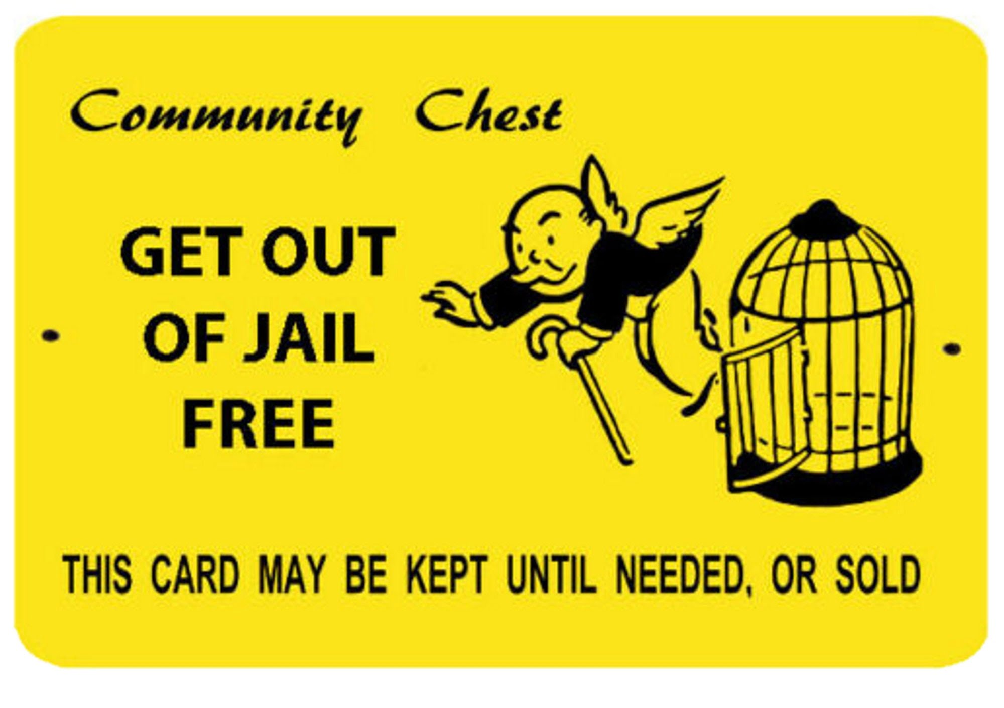 Get Out Of Jail Free Card METAL 0 45mm Thick Logo FREE Etsy