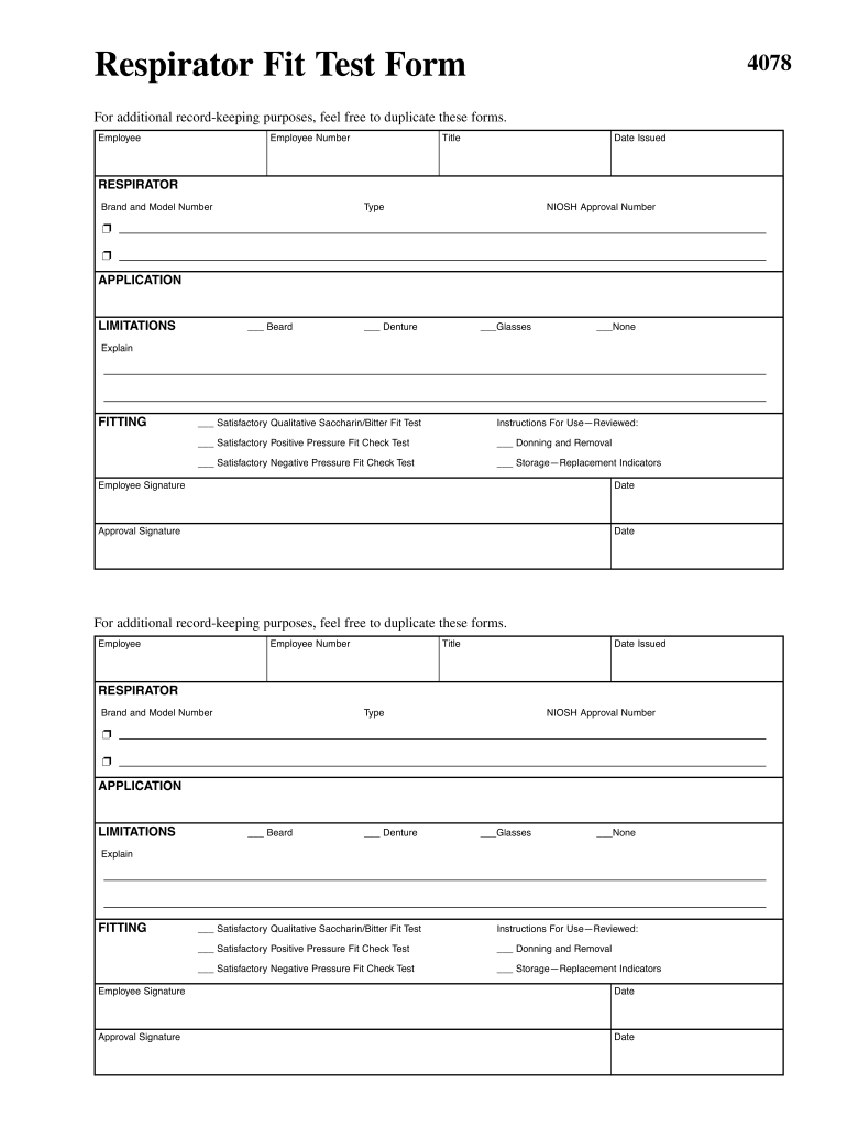 Get Respirator Fit Test Form Pdf And Fill It Out In January 2023 Pdffiller