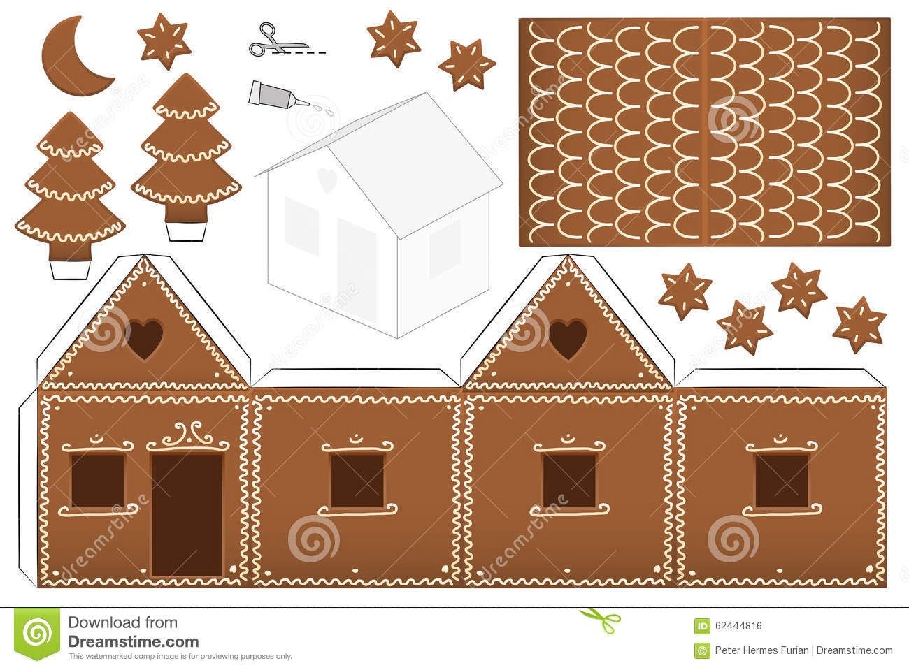 Paper Printable Gingerbread House Template