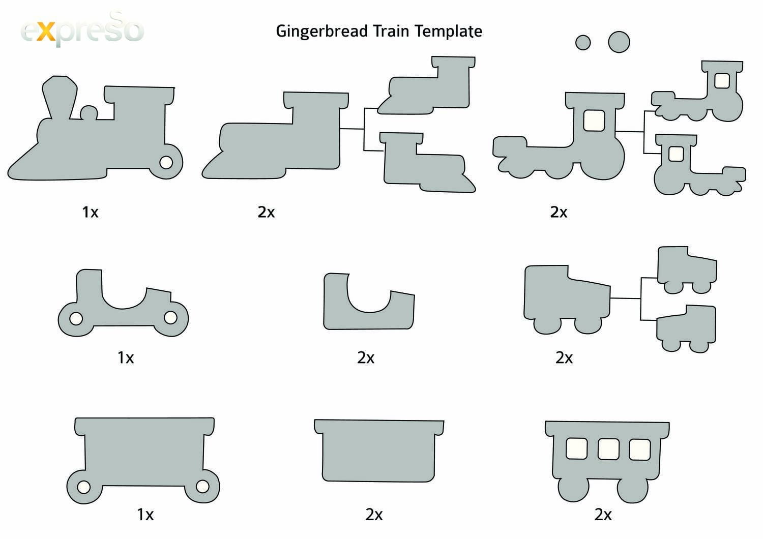 Gingerbread Train Template 1x 2x 1x 2x 2x 1x 2x 2x 2x Gingerbread Train Train Template Gingerbread