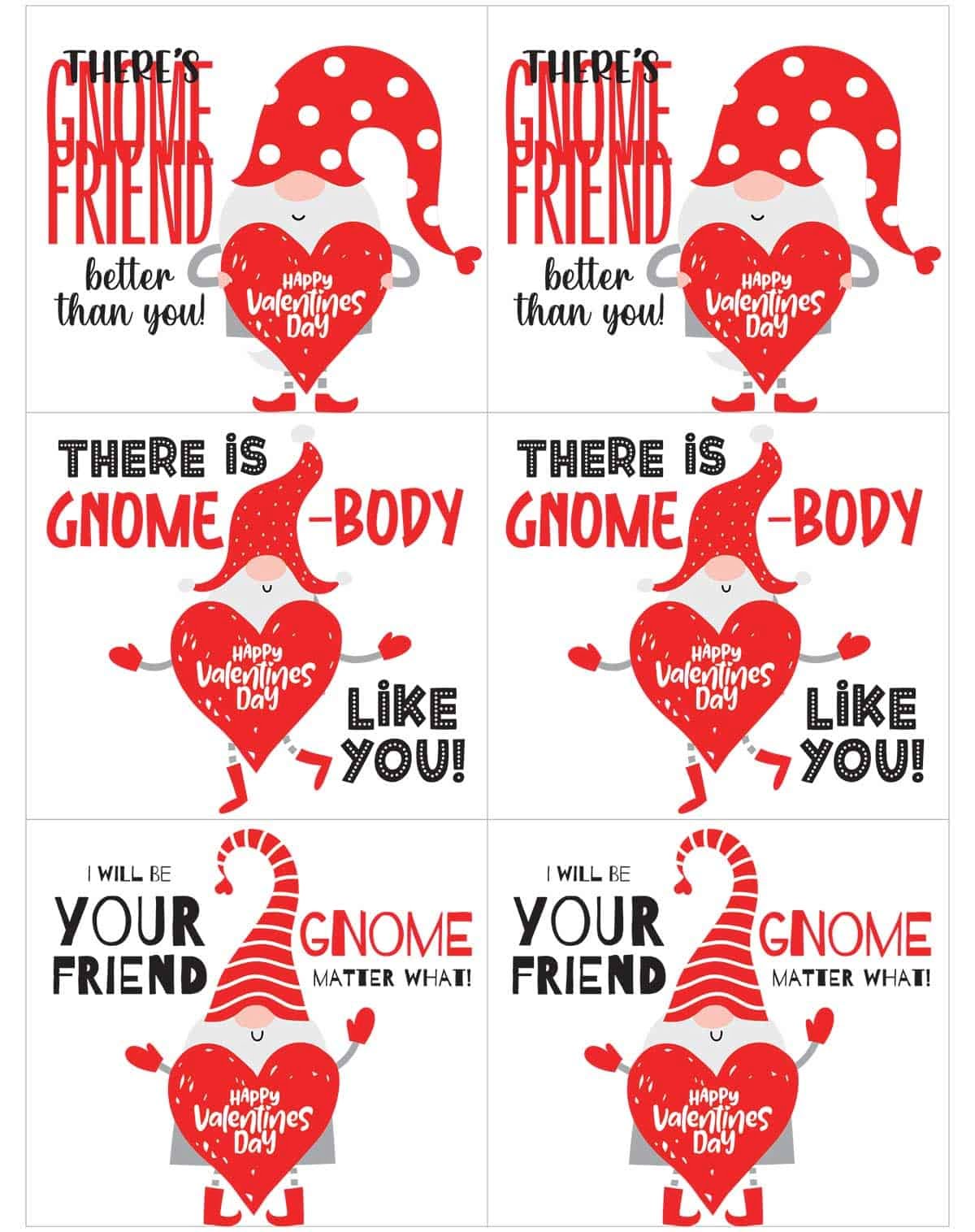 Free Printable Valentine Gnomes
