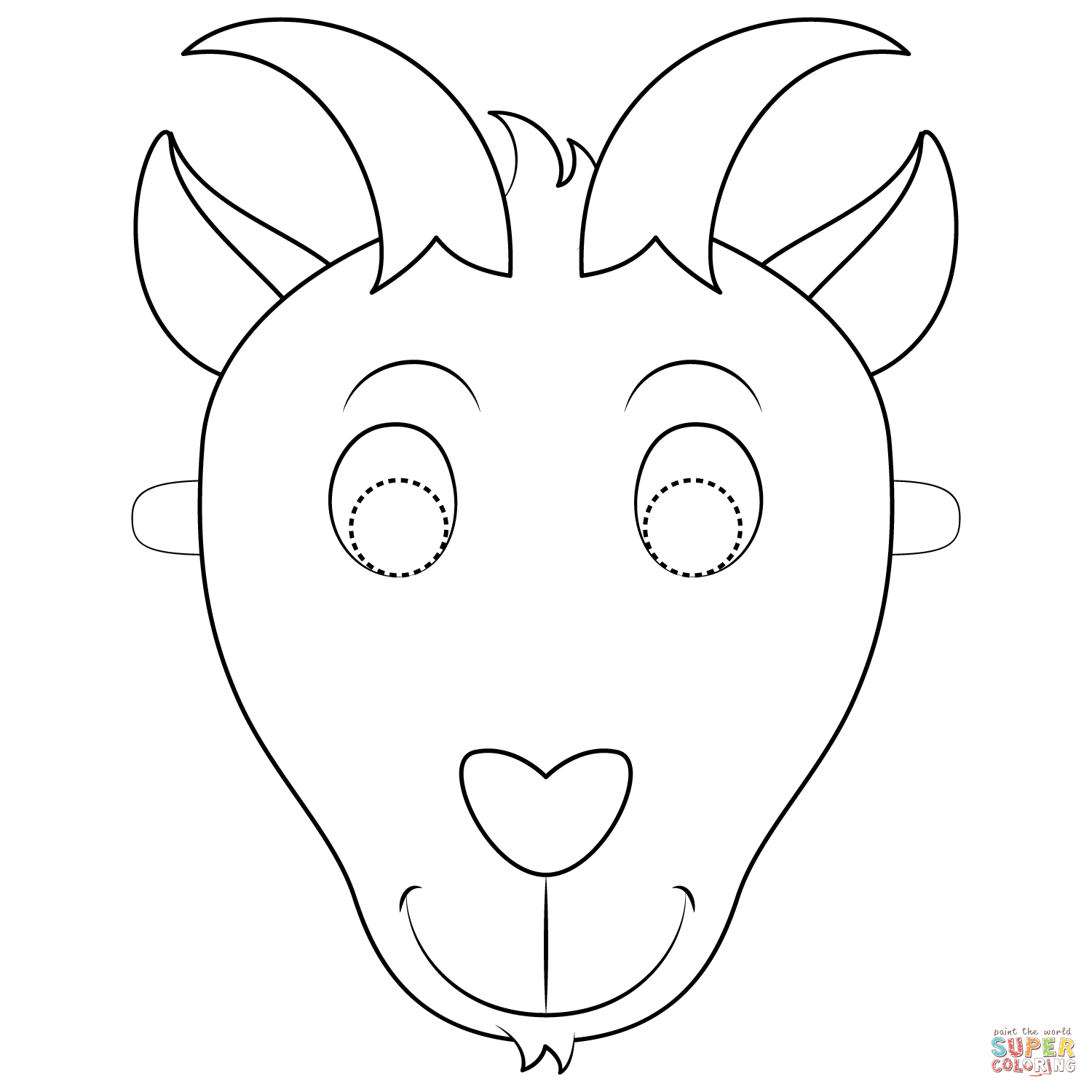 Goat Mask Coloring Page Free Printable Coloring Pages