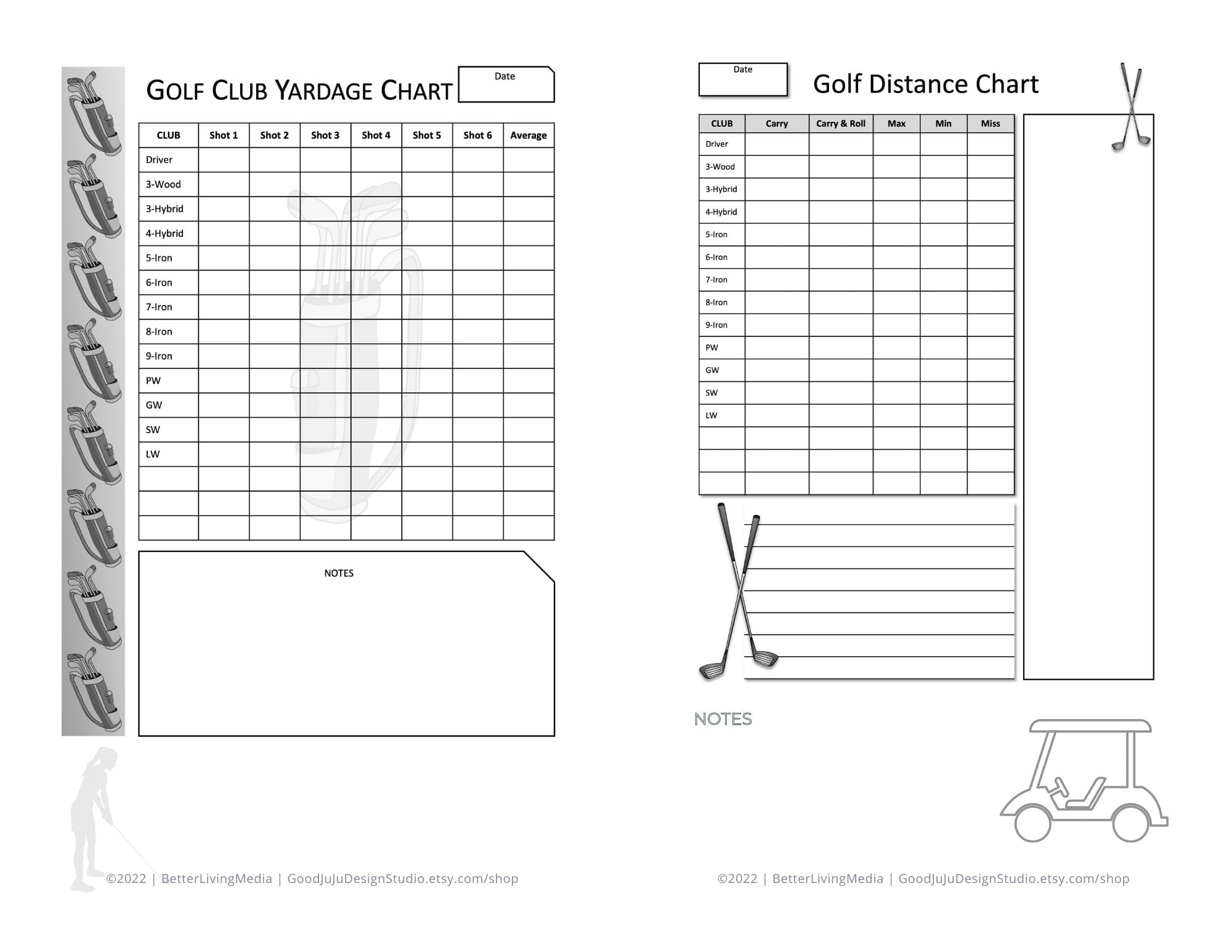 Golf Log Book Tracker Stats Score Distance PDF Printable Etsy de