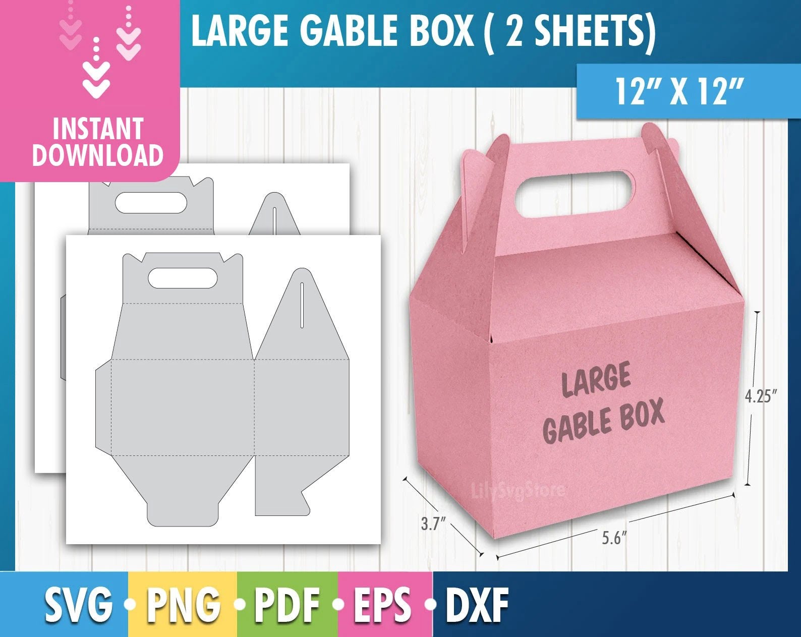 Gro e Gable Box Template Svg Box Cricut Instant Download Box Etsy de