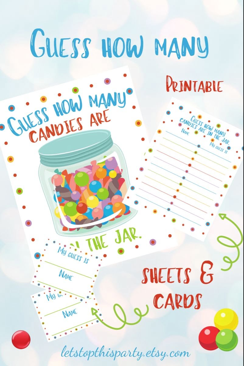 Guess How Many Candies Are In The Jar How Many Candies Are In Etsy Candy Guessing Game Candy Games Guessing Jar