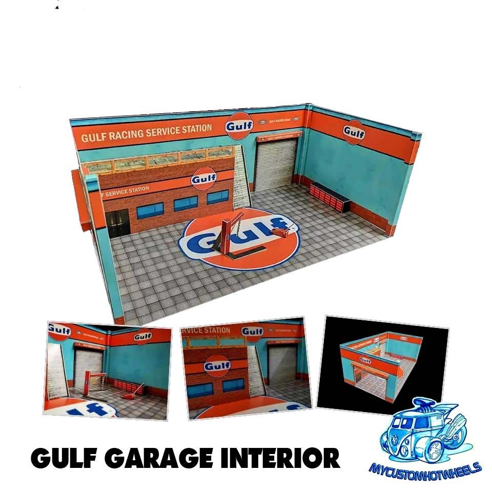 Gulf Garage Workshop Diorama For 1 64 Hot Wheels Hot Wheels Garage Custom Hot Wheels Hot Wheels