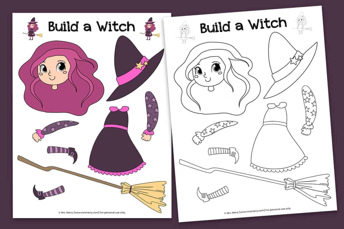 Halloween Witch Printable Build a Witch Mrs Merry