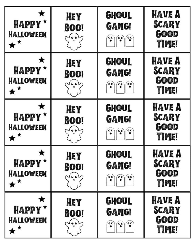 Free Printable Halloween Tags Black And White